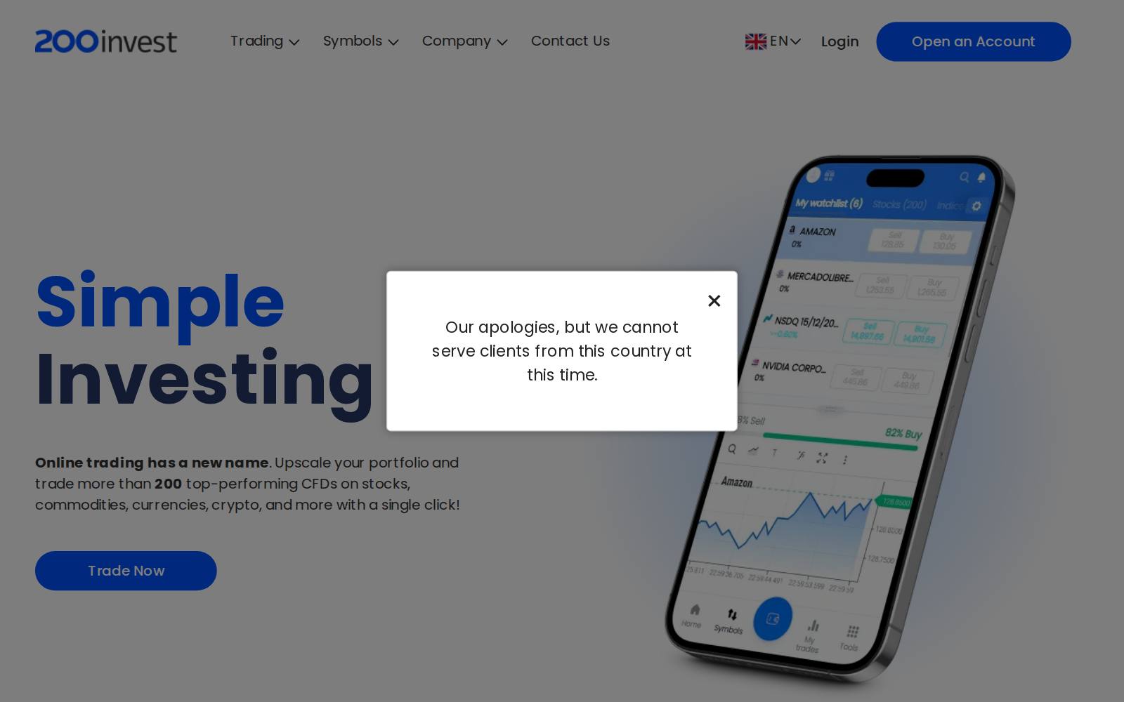 Screenshot of the 200Invest website, captured 21 July 2026