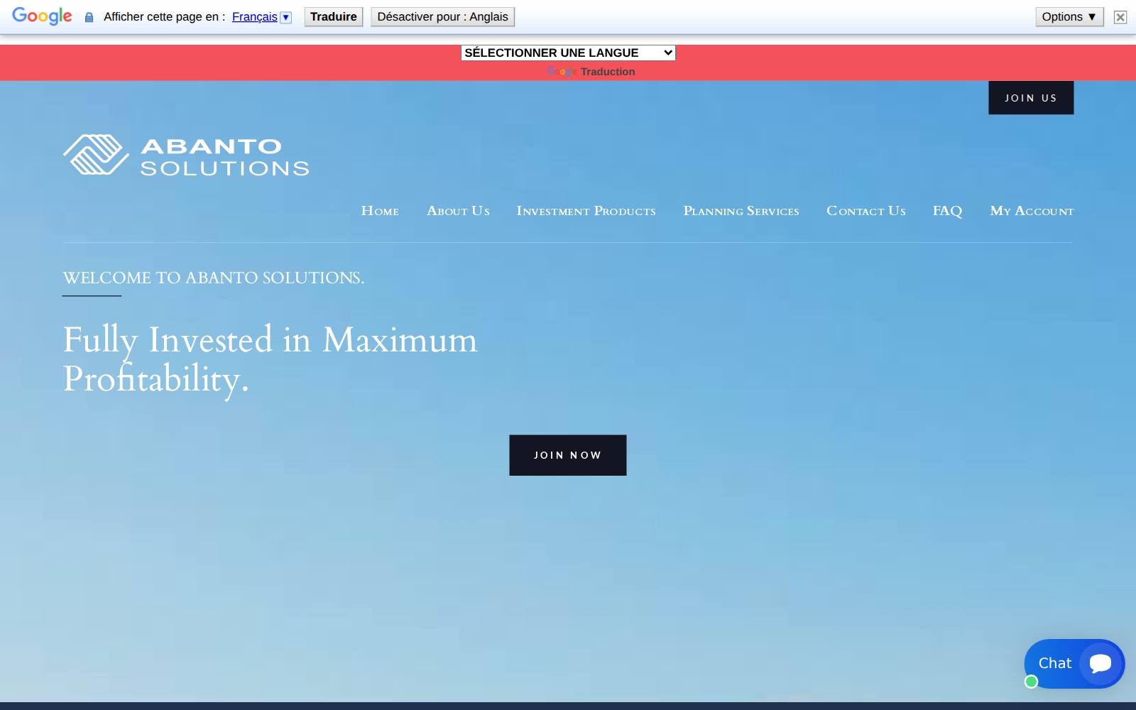 Screenshot of the Abanto Solutions website, captured 21 July 2026
