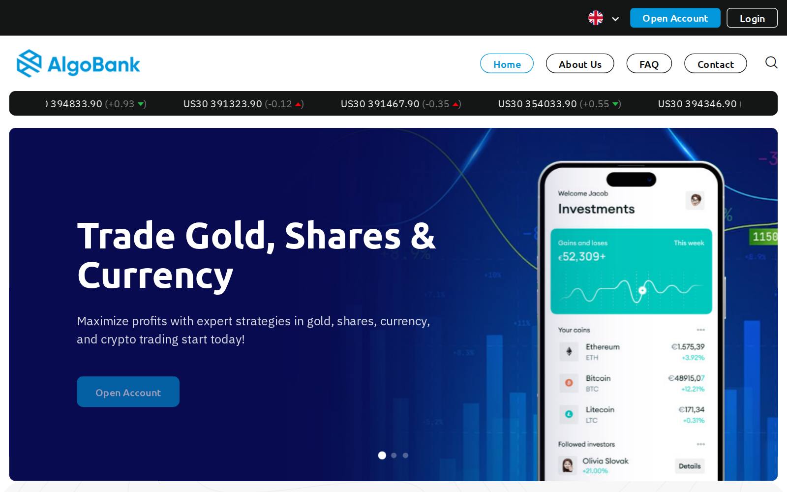 Screenshot of the ALGOBANK website, captured 23 July 2026
