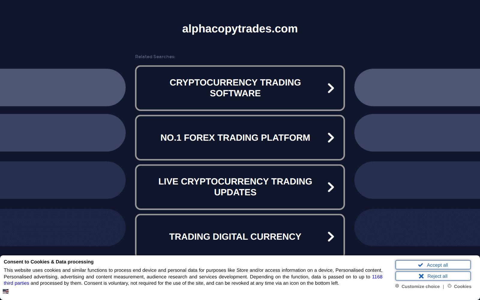 Screenshot of the Alphacopy Trade website, captured 26 July 2026