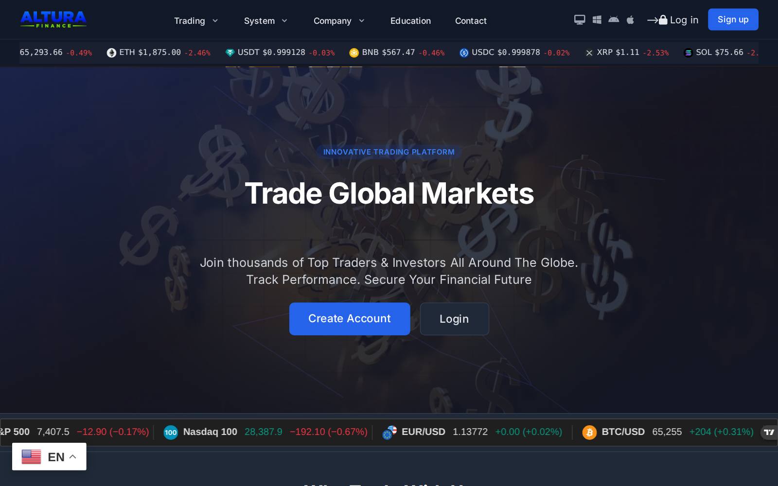 Screenshot of the alturafinance.live website, captured 24 July 2026
