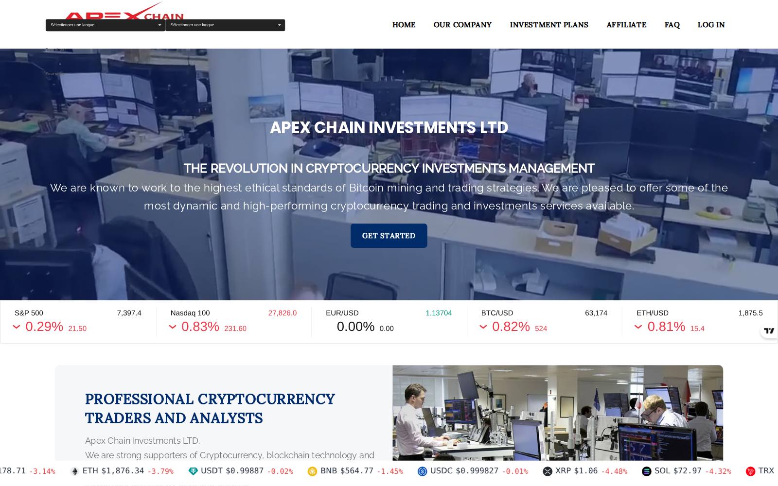 Screenshot of the apexchaine.com website, captured 28 July 2026