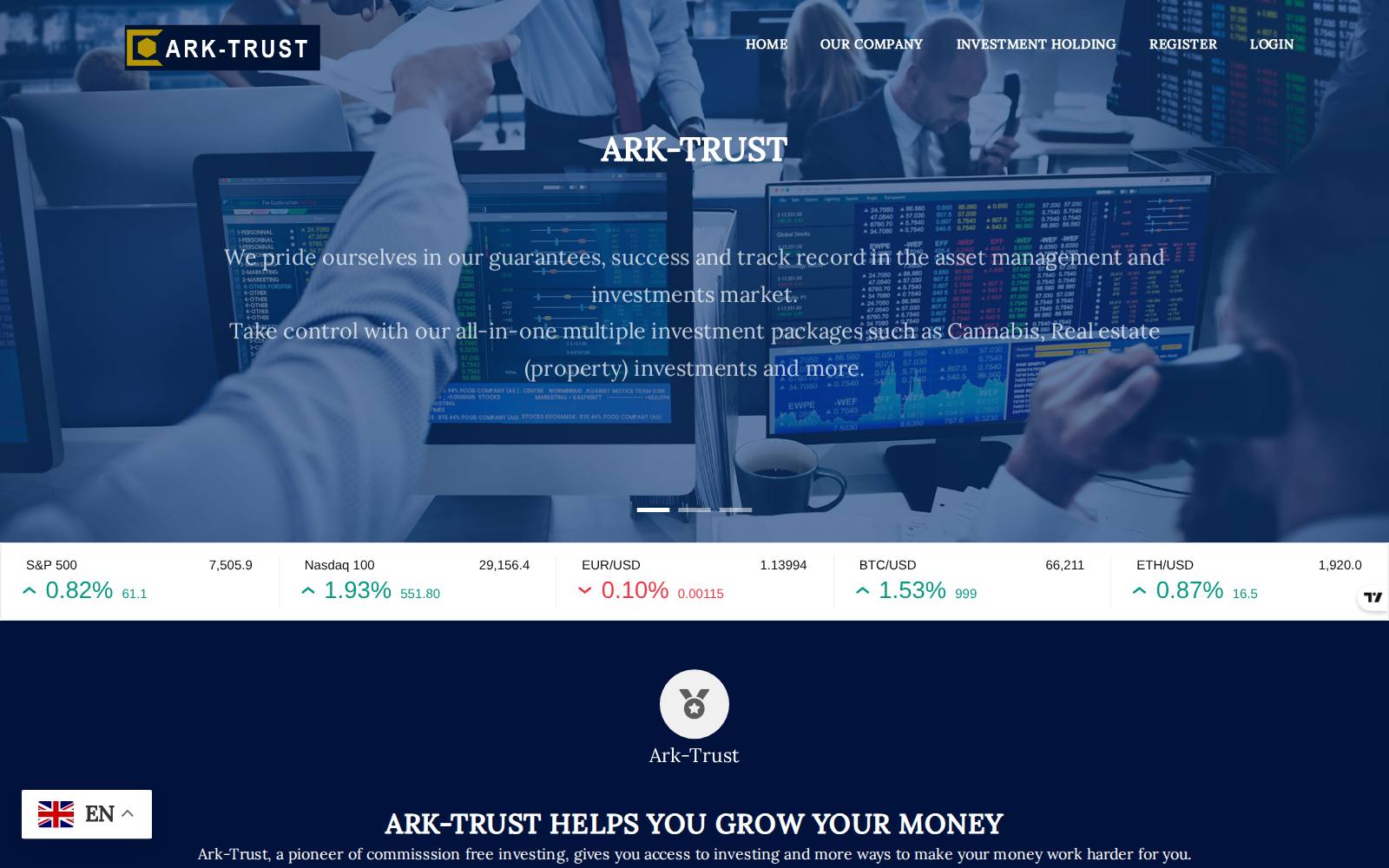 Screenshot of the ARK-TRUST website, captured 21 July 2026