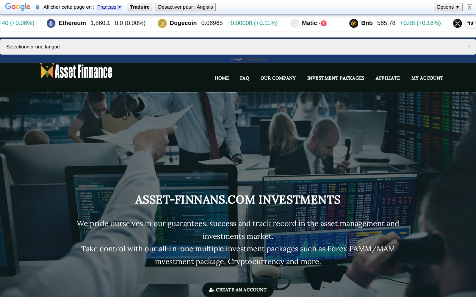Screenshot of the asset-finnans.com website, captured 25 July 2026