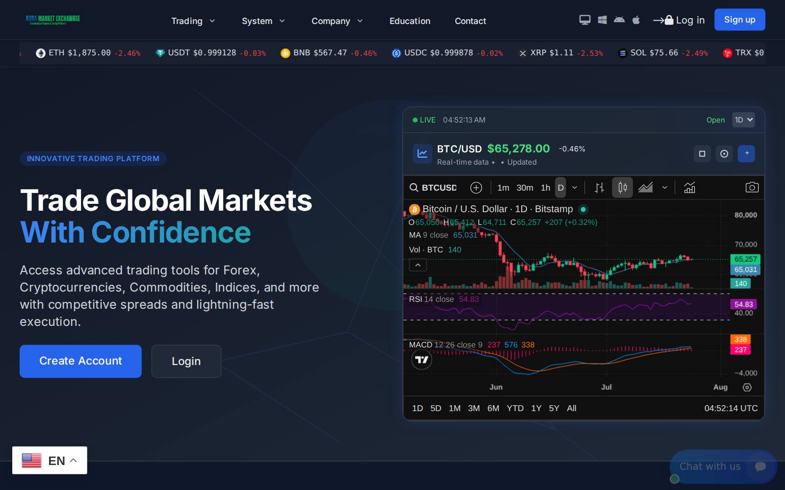 Screenshot of the auramarkxch.live website, captured 24 July 2026