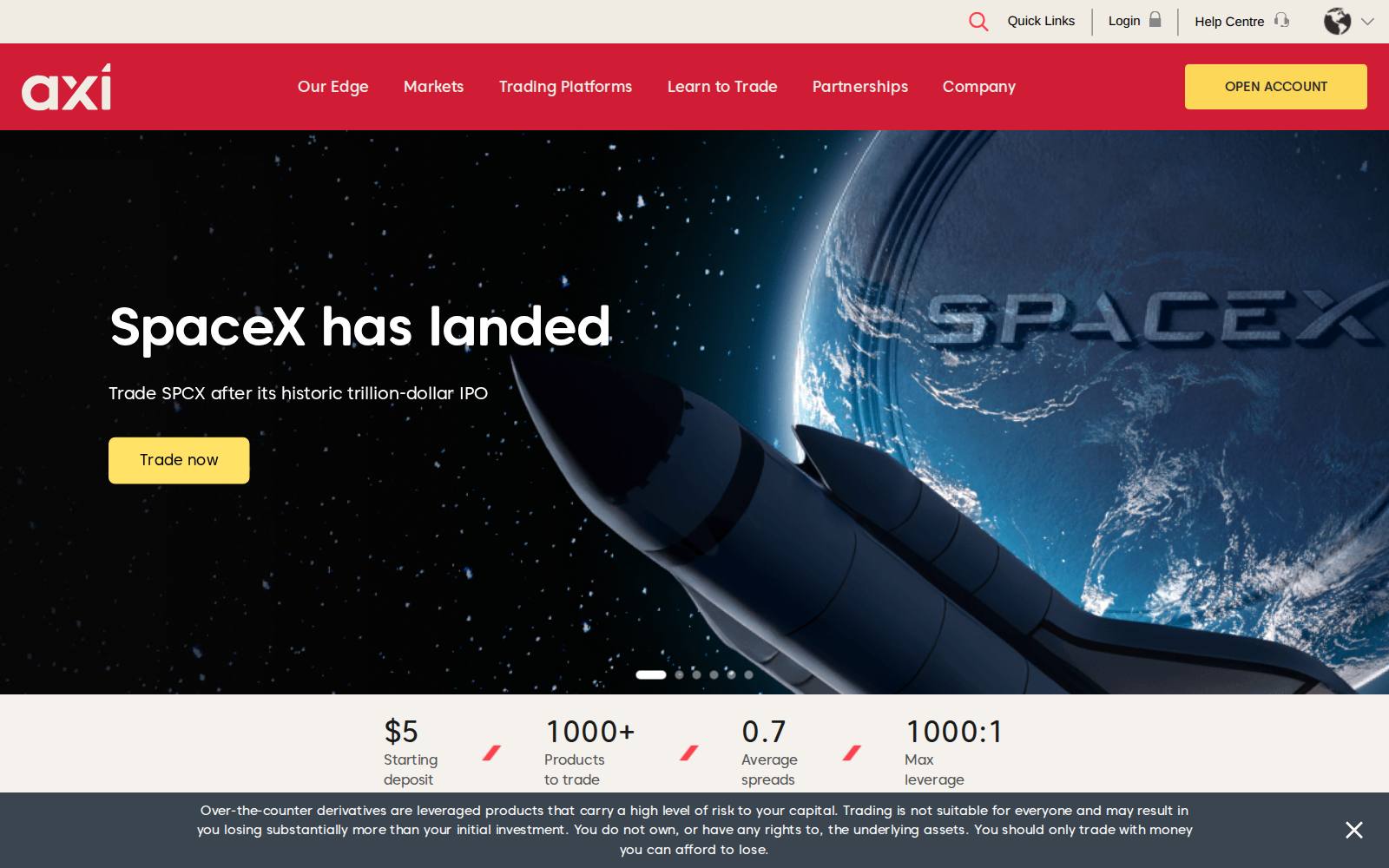 Screenshot of the AxiTrader LLC website, captured 23 July 2026