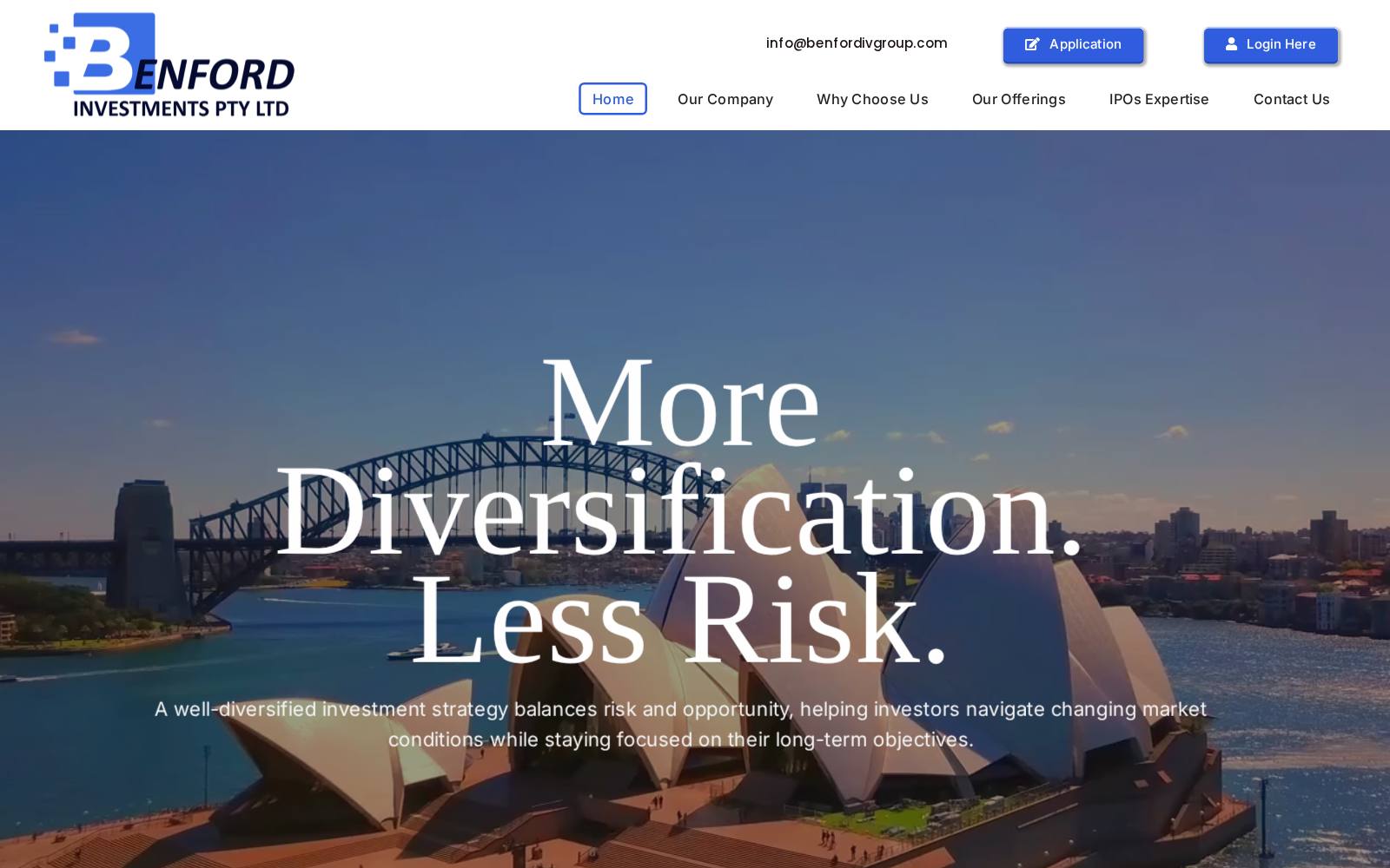 Screenshot of the Benford Investment website, captured 21 July 2026