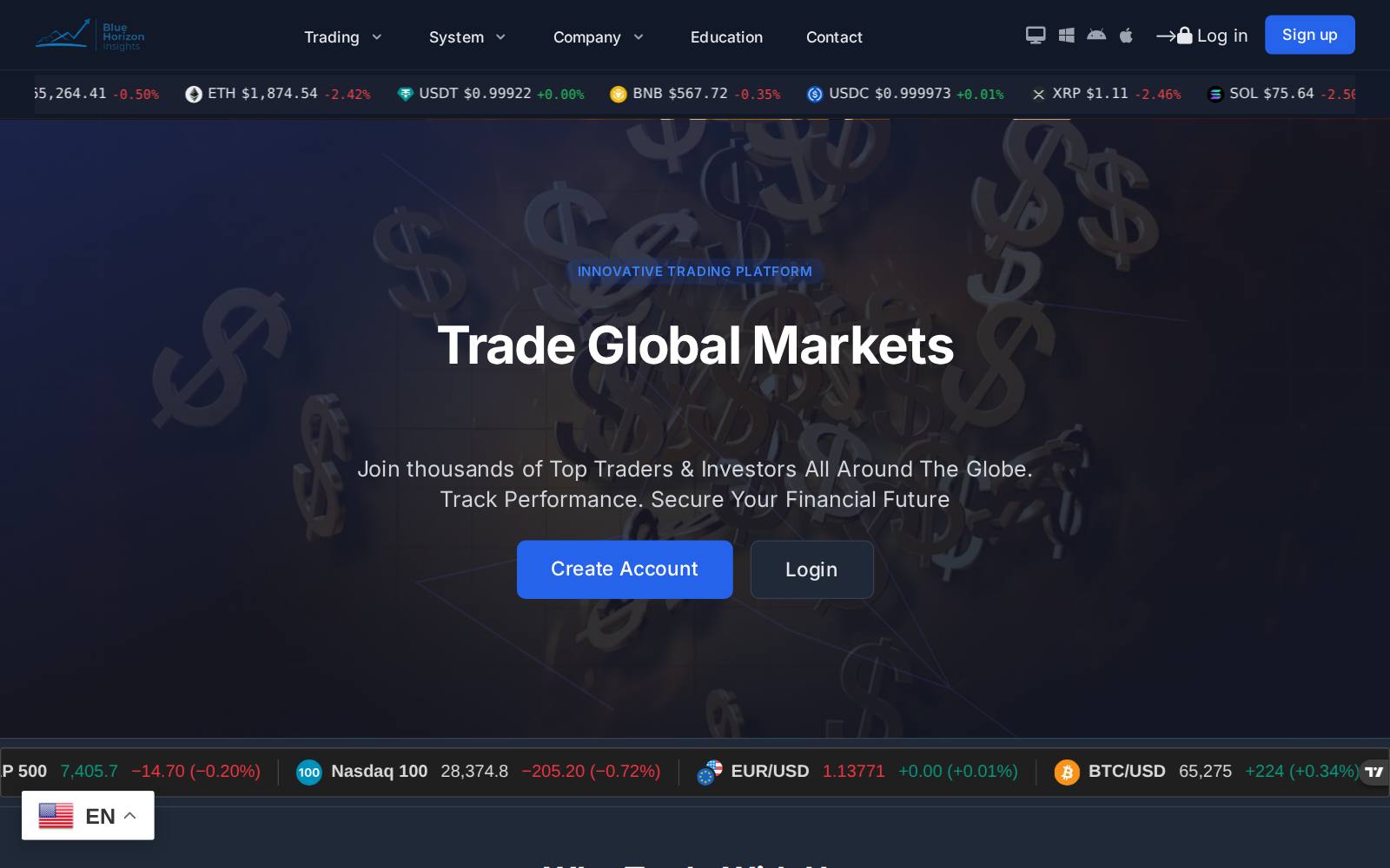 Screenshot of the bluehorizoninsights.com website, captured 24 July 2026