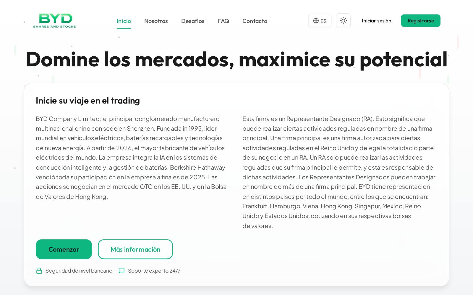 Screenshot of the BYD Shares and Stocks Corp. website, captured 21 July 2026
