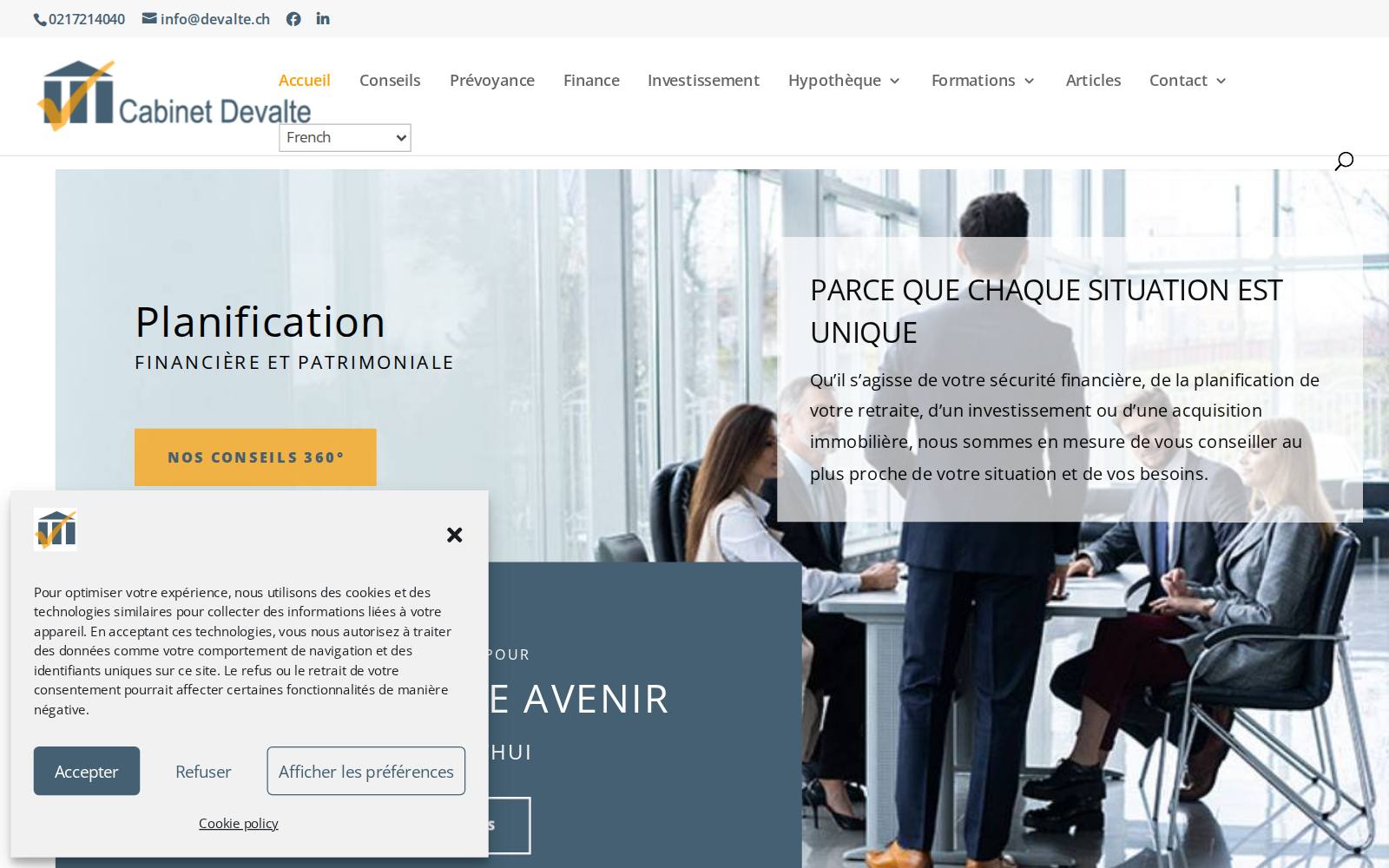 Screenshot of the Cabinet Devalte Sàrl website, captured 21 July 2026