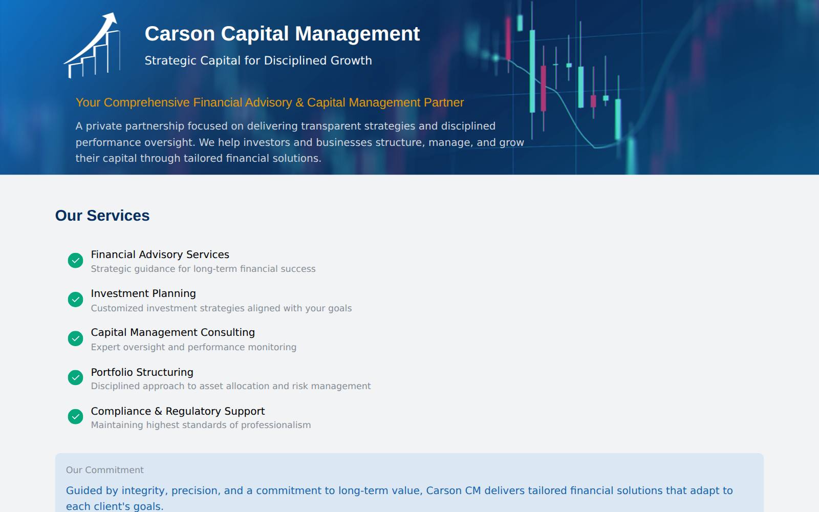 Screenshot of the Carson Capital Management website, captured 21 July 2026