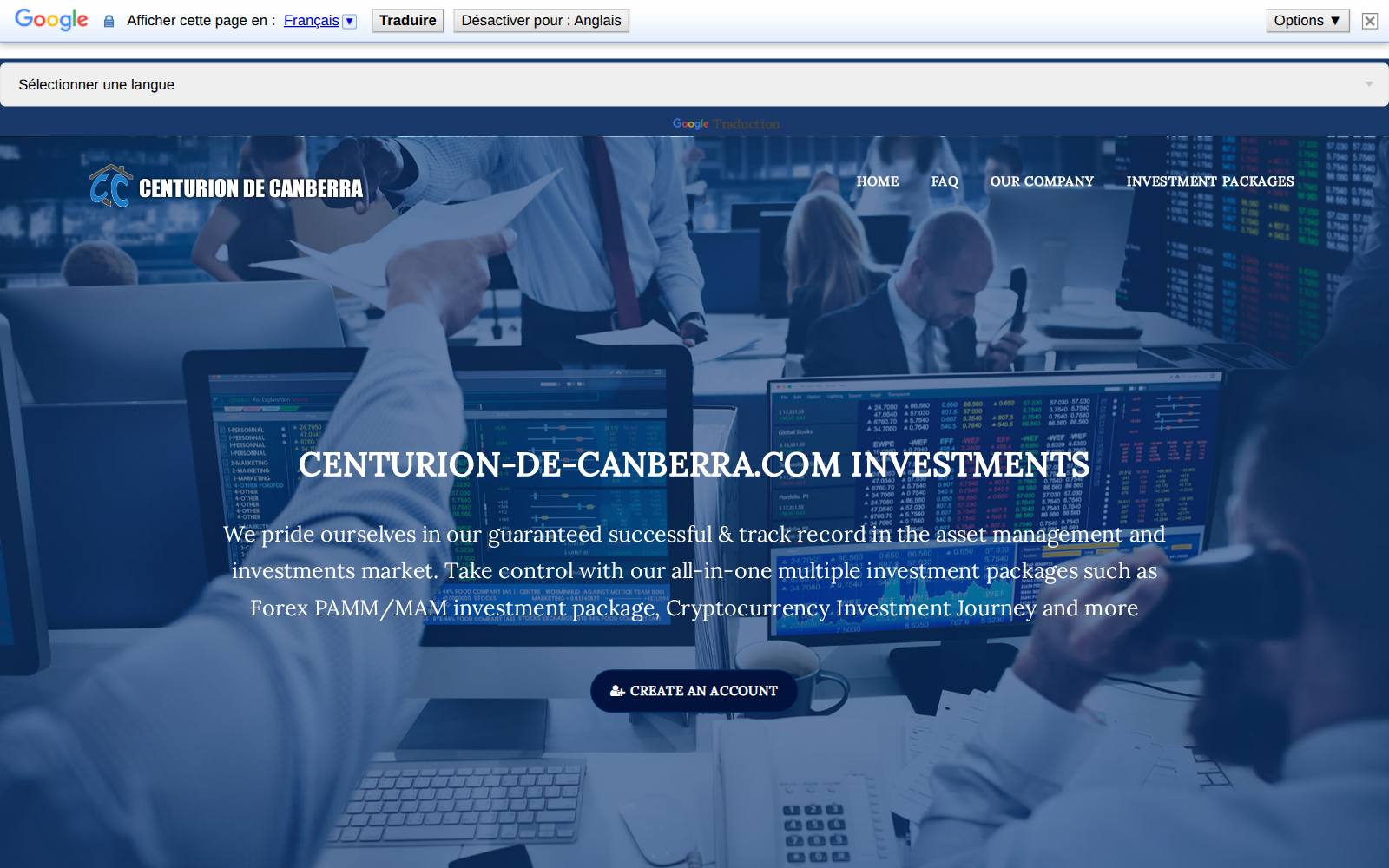 Screenshot of the centurion-de-canberra.com website, captured 30 July 2026
