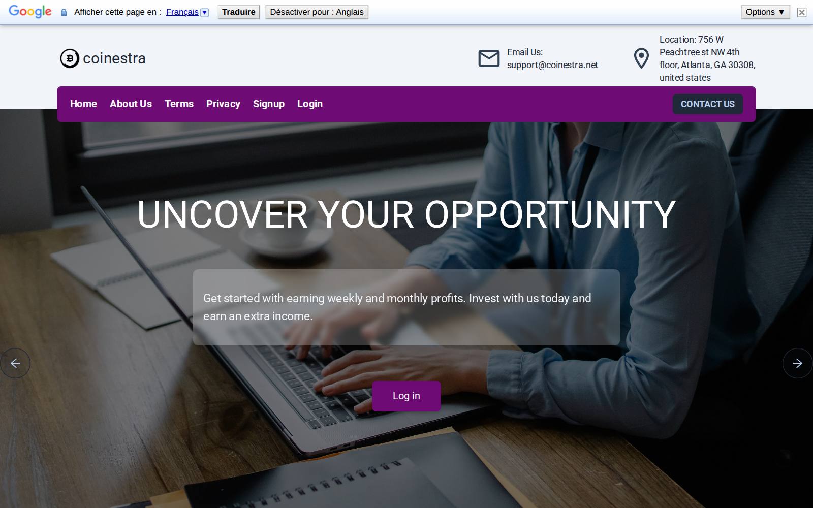 Screenshot of the Coinestra website, captured 14 August 2026