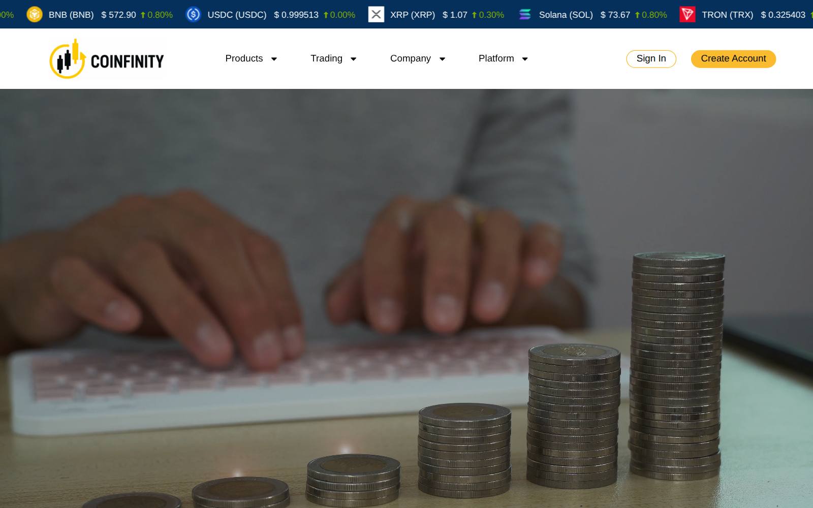 Screenshot of the coinfinity.cloud website, captured 30 July 2026