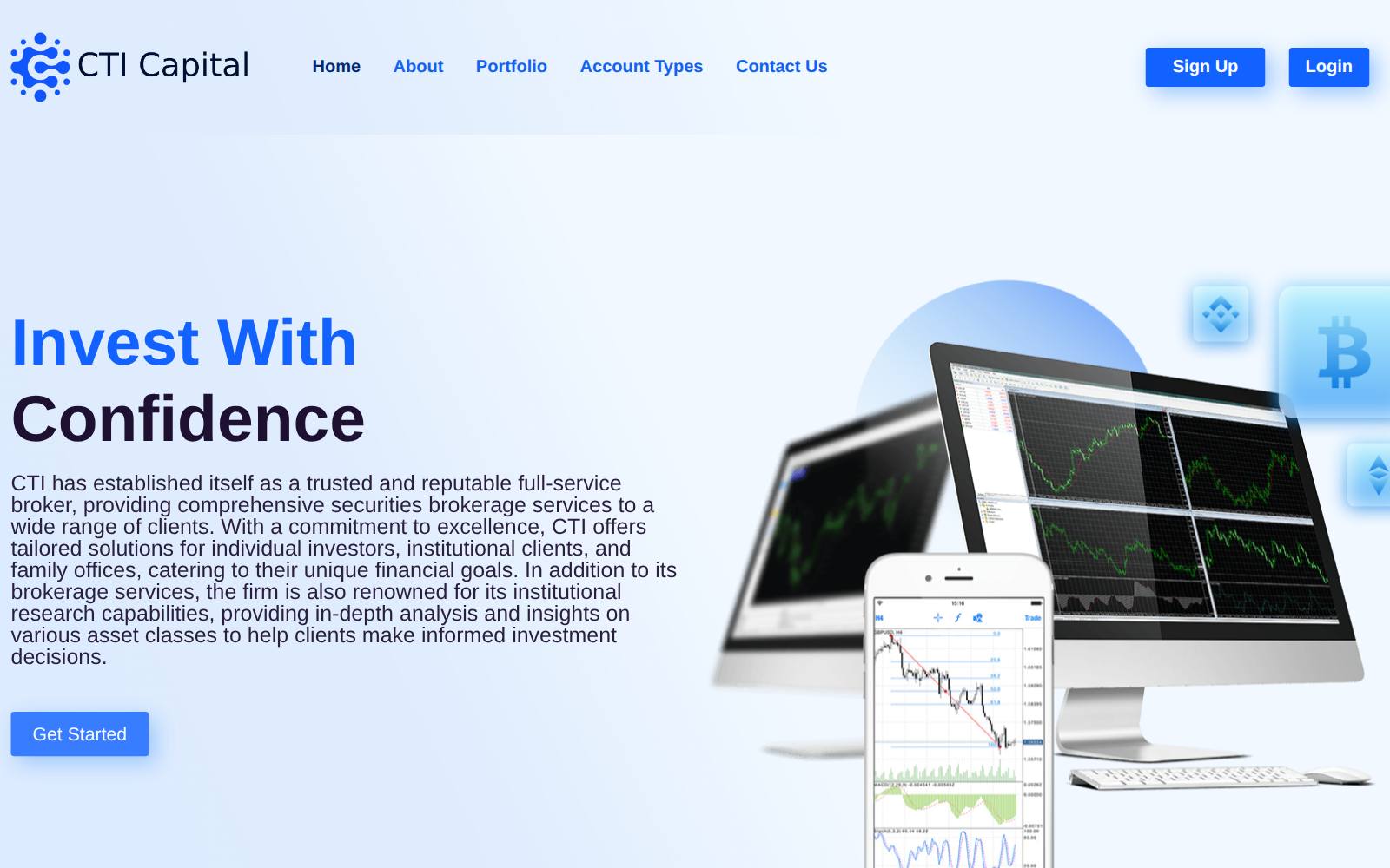Screenshot of the CTI Capital / https://ctimarket.com/ website, captured 14 August 2026