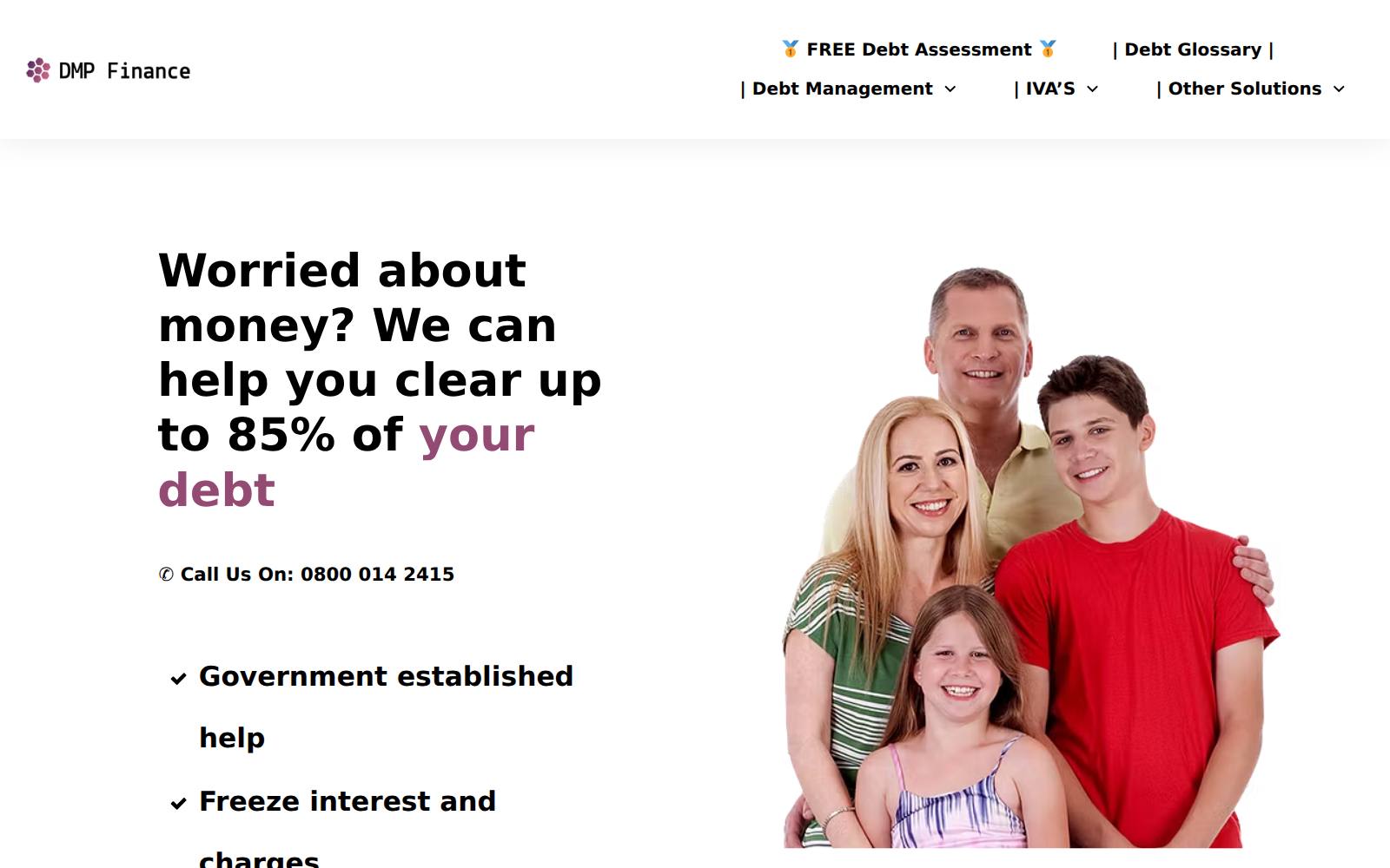 Screenshot of the debtmanagementplans.uk.com website, captured 30 July 2026