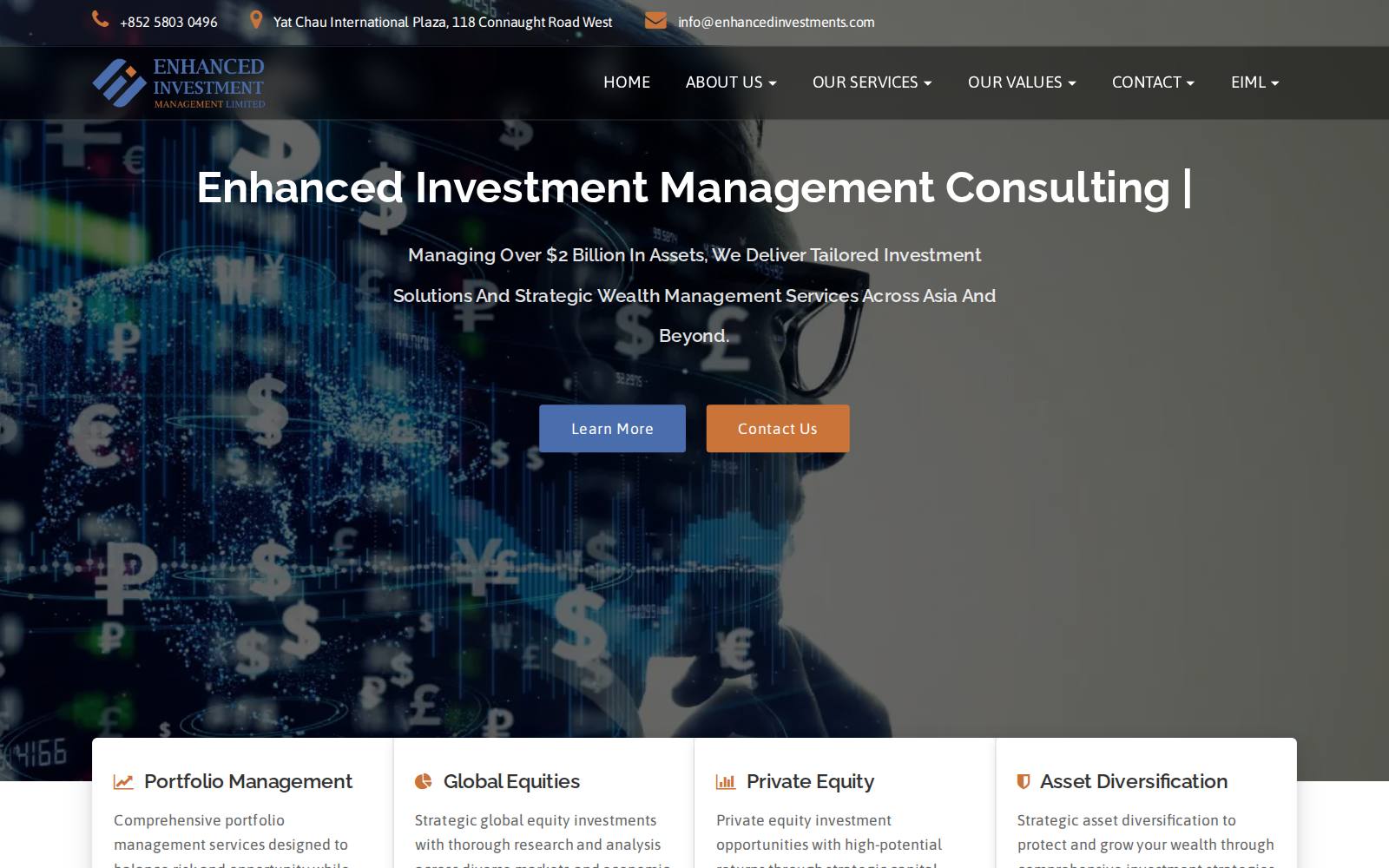Screenshot of the Enhanced Investment website, captured 25 July 2026