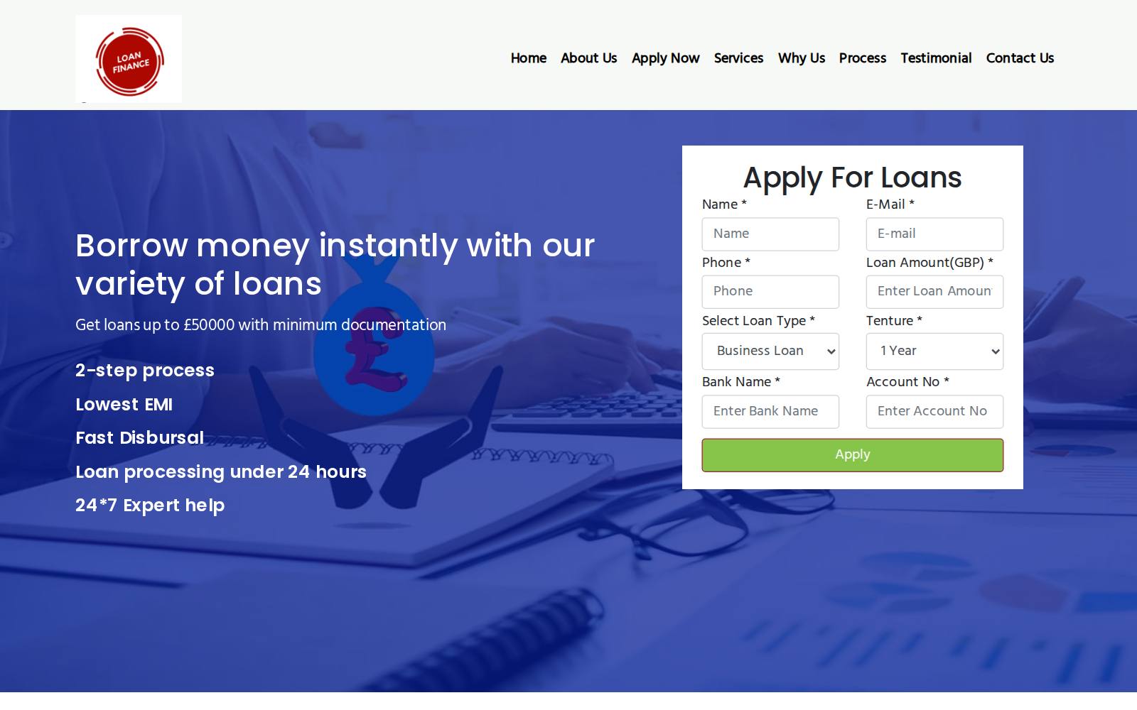 Screenshot of the Finance Loans Limited website, captured 21 July 2026