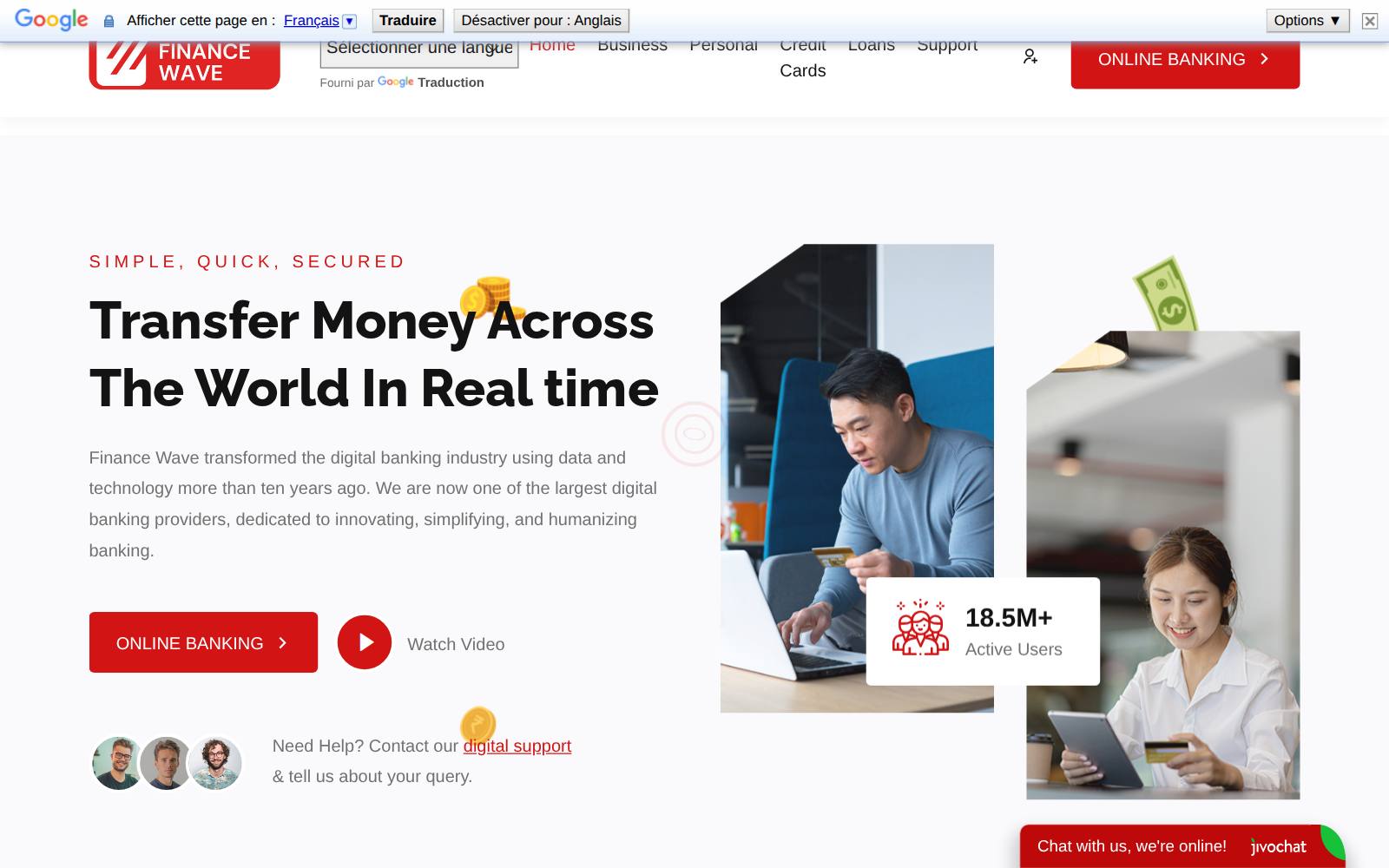 Screenshot of the Finance Wave Bank website, captured 23 July 2026