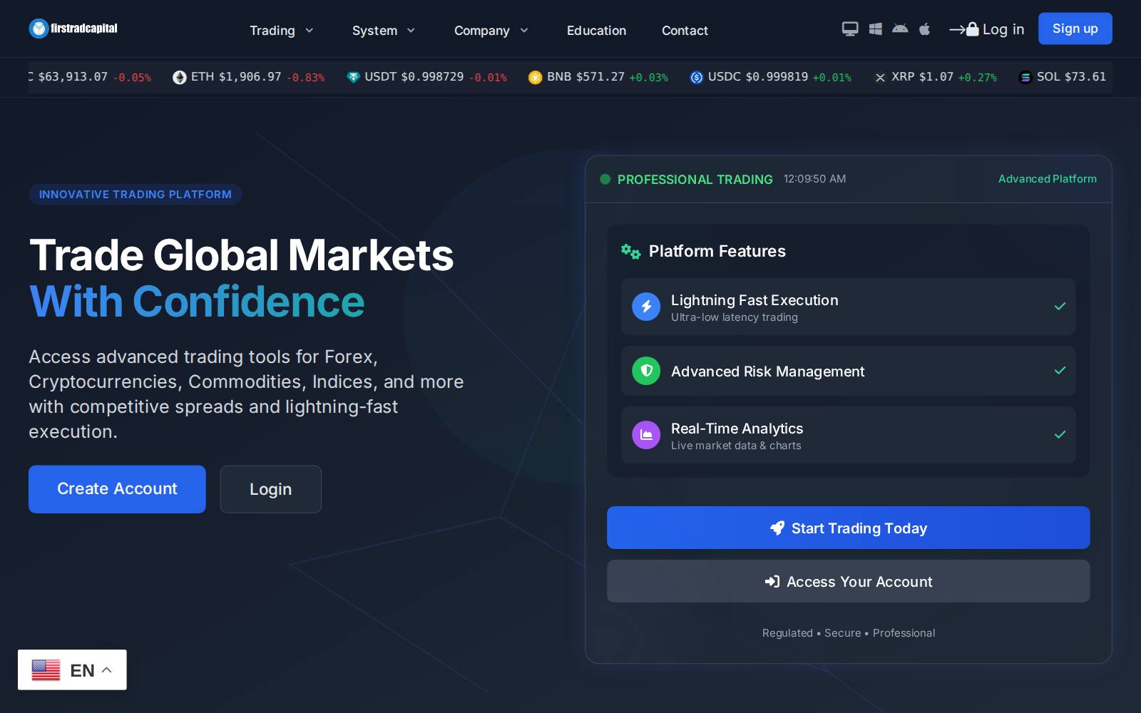 Screenshot of the firstradcapital.com website, captured 30 July 2026