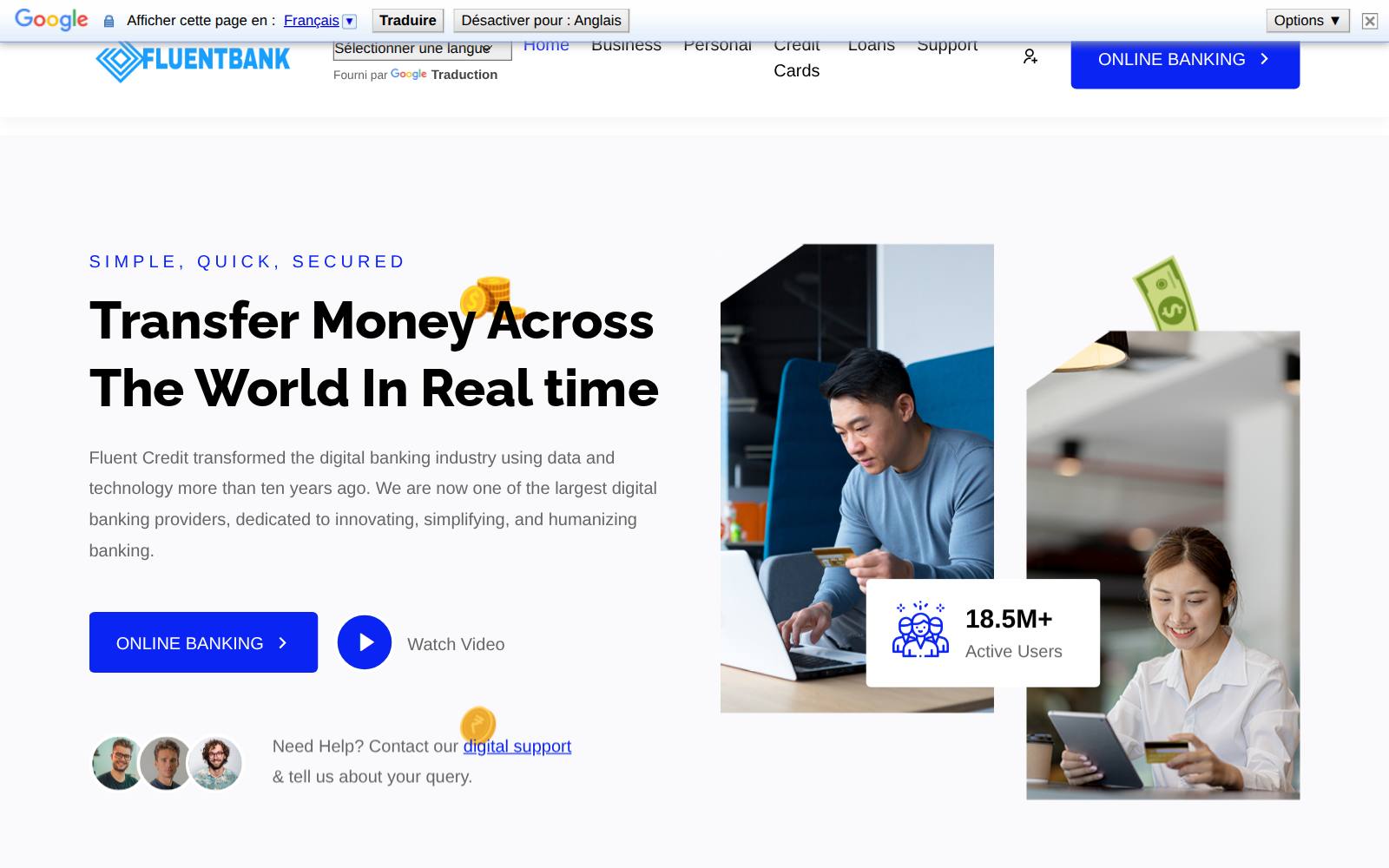 Screenshot of the FLUENTBANK website, captured 26 July 2026