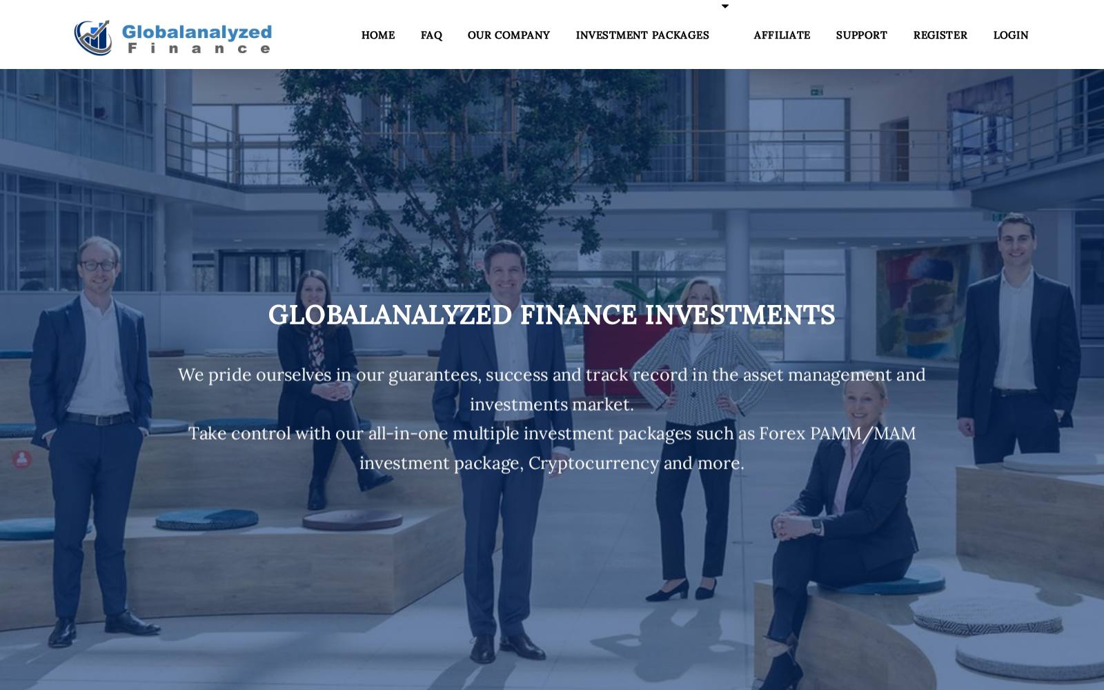 Screenshot of the globalanalyzedfinances.net website, captured 25 July 2026