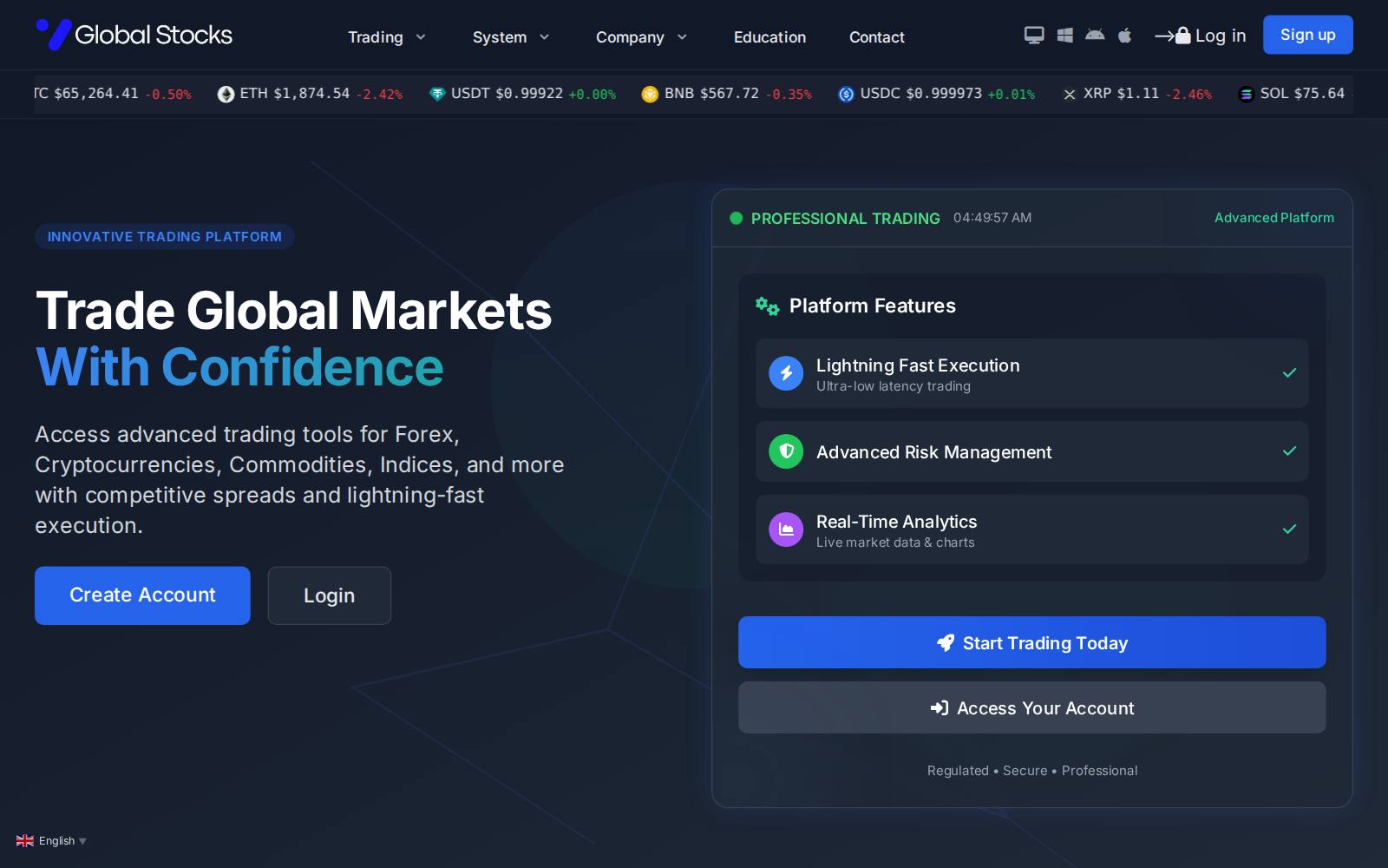 Screenshot of the globalstockspro.com website, captured 24 July 2026