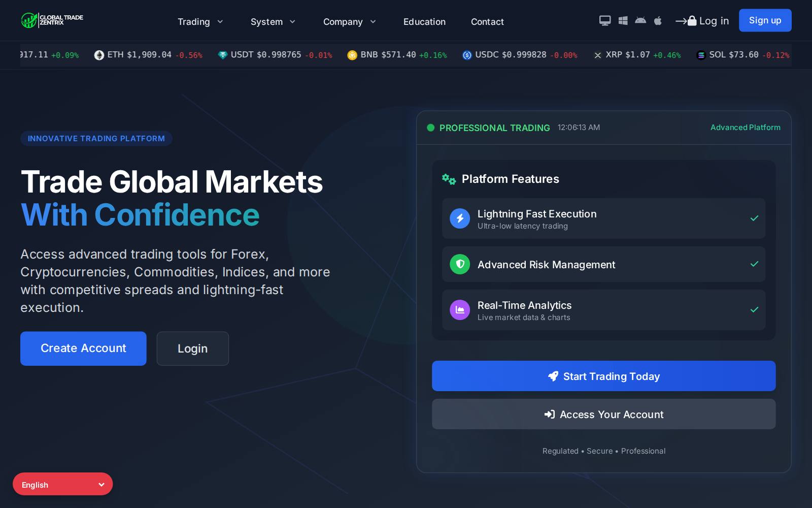 Screenshot of the globaltradezentrix.com website, captured 30 July 2026