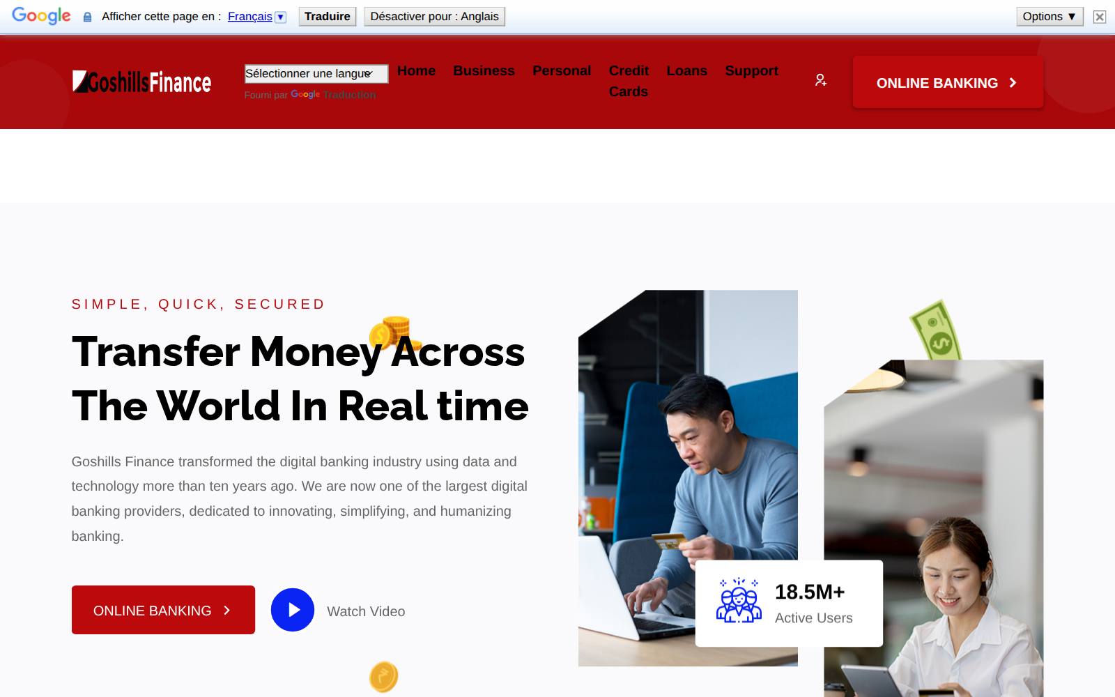 Screenshot of the GoshillsFinance Bank website, captured 26 July 2026