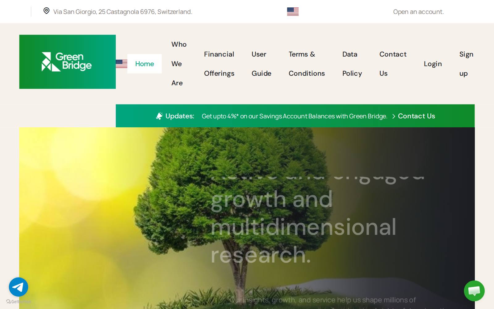 Screenshot of the Green Bridge website, captured 21 July 2026