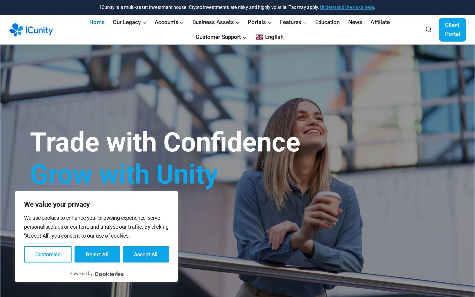 Screenshot of the IC Unity website, captured 21 July 2026