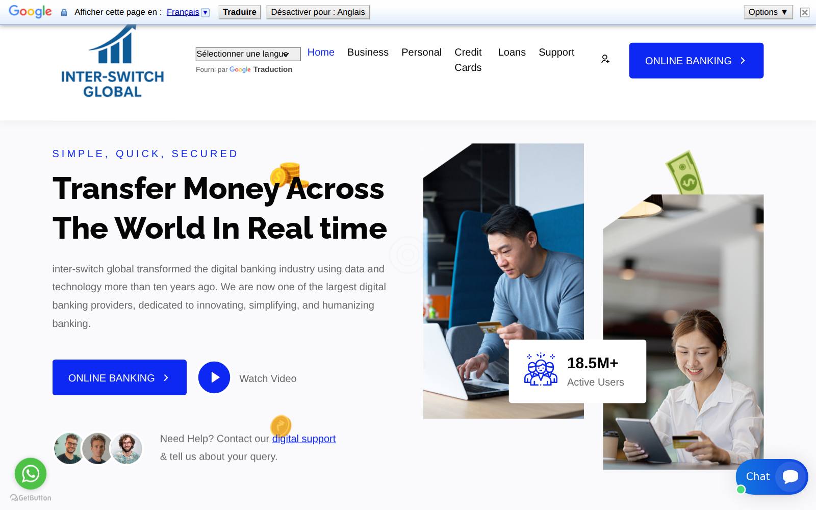 Screenshot of the Inter-switch Global website, captured 26 July 2026