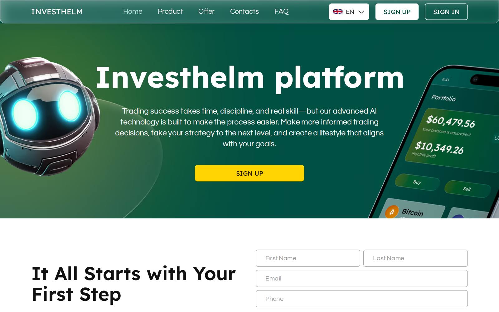 Screenshot of the Investhelm website, captured 21 July 2026