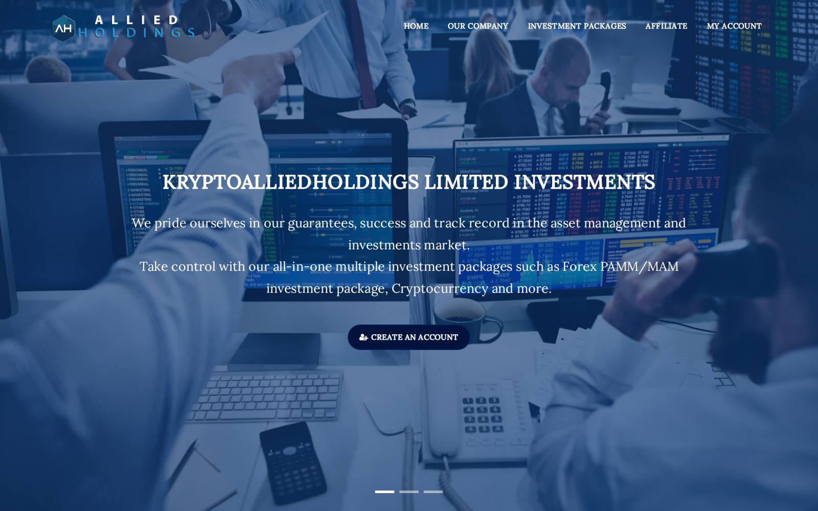 Screenshot of the kryptoalliedholdings.com website, captured 24 July 2026