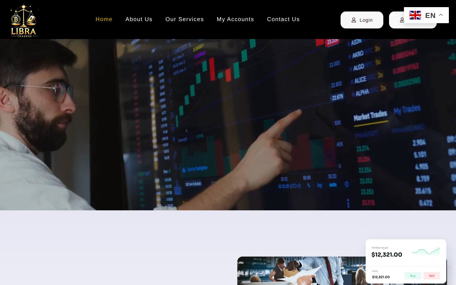 Screenshot of the Libratraders website, captured 21 July 2026