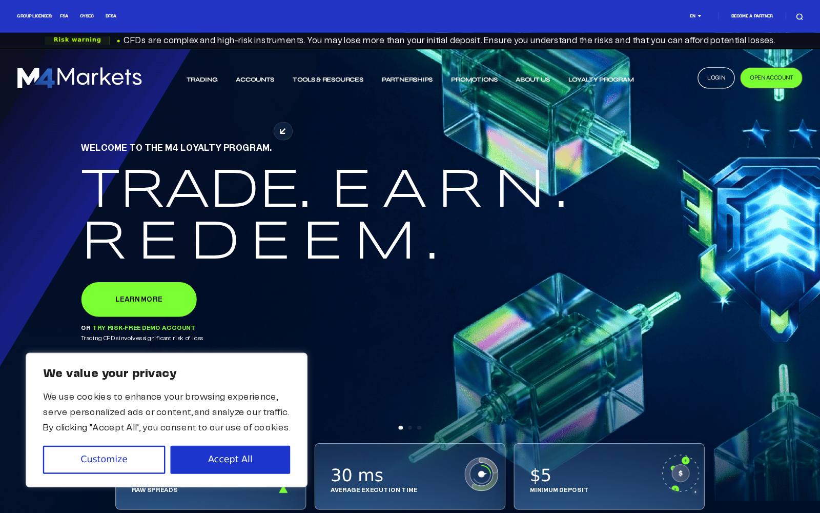 Screenshot of the m4markets.eu website, captured 15 August 2026