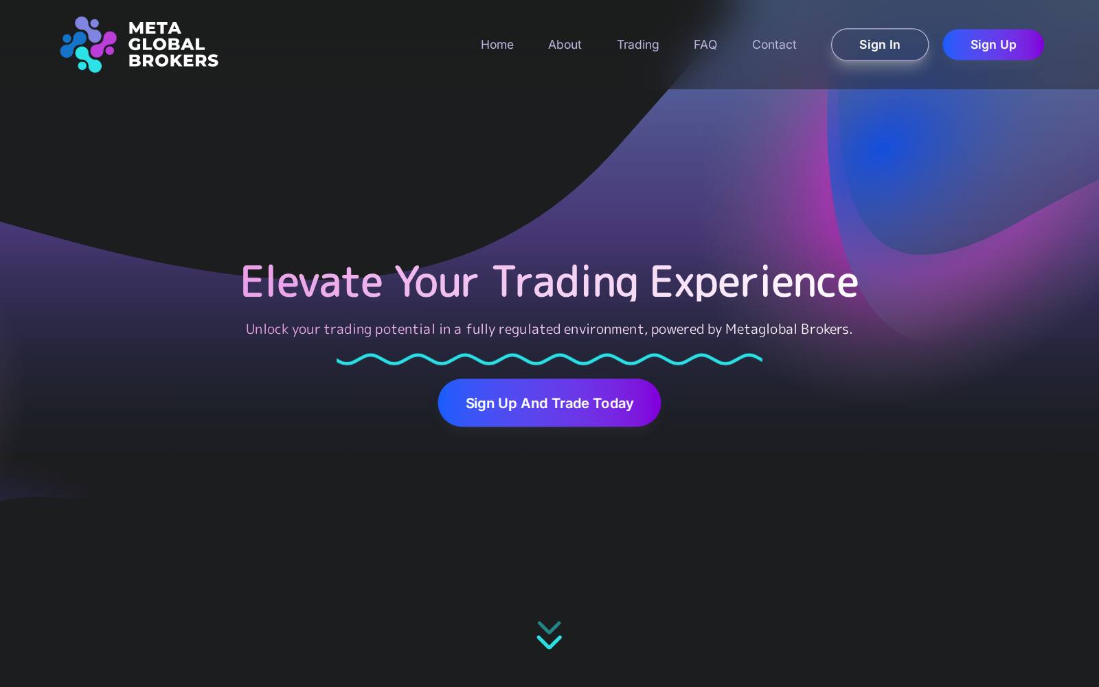 Screenshot of the Metaglobal Brokers website, captured 21 July 2026