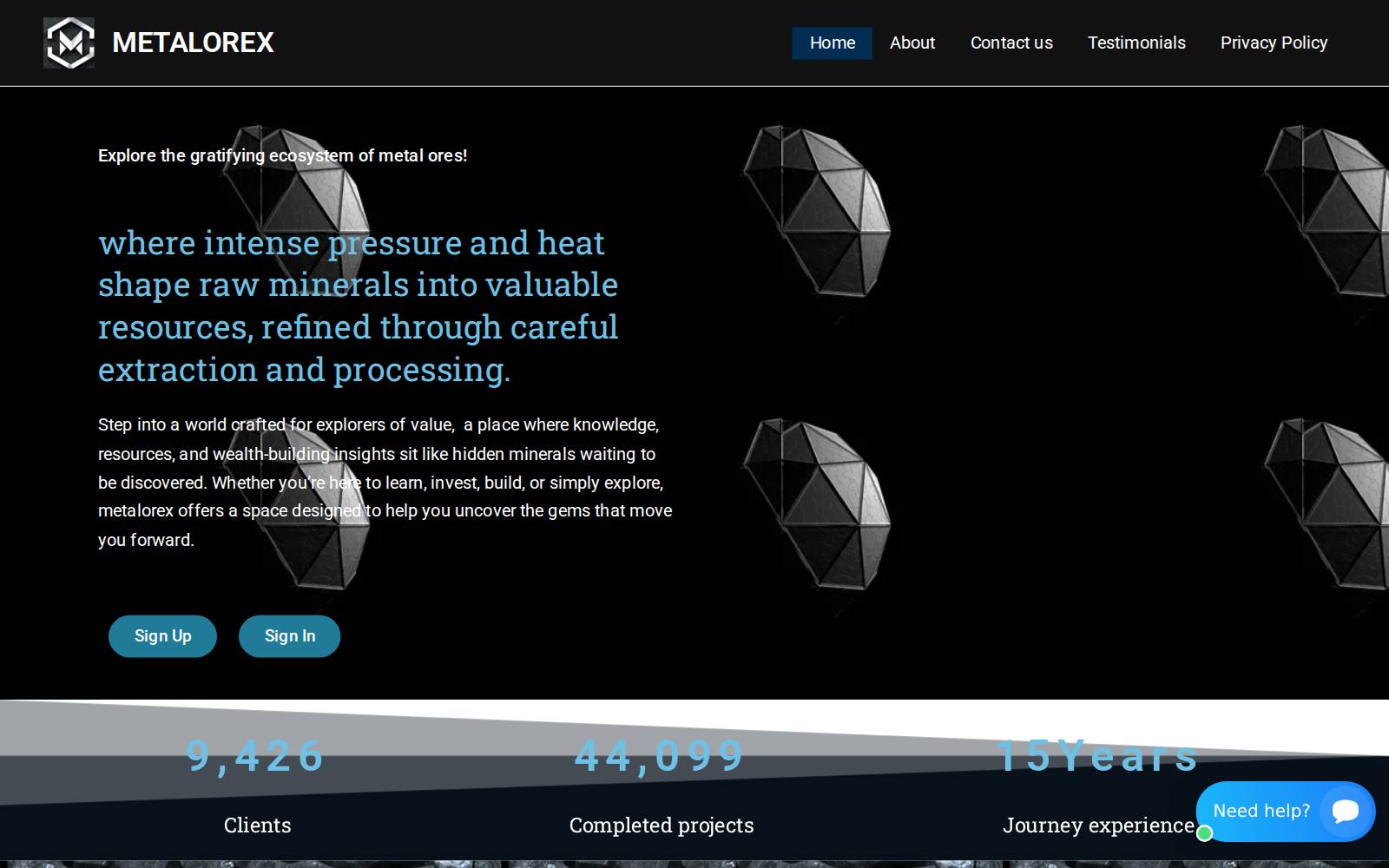 Screenshot of the metalorex.com website, captured 25 July 2026