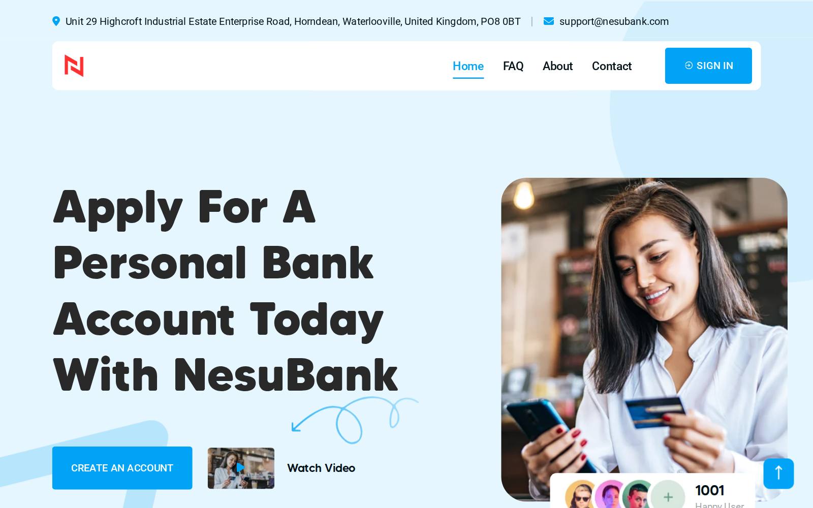 Screenshot of the nesubank.com website, captured 24 July 2026
