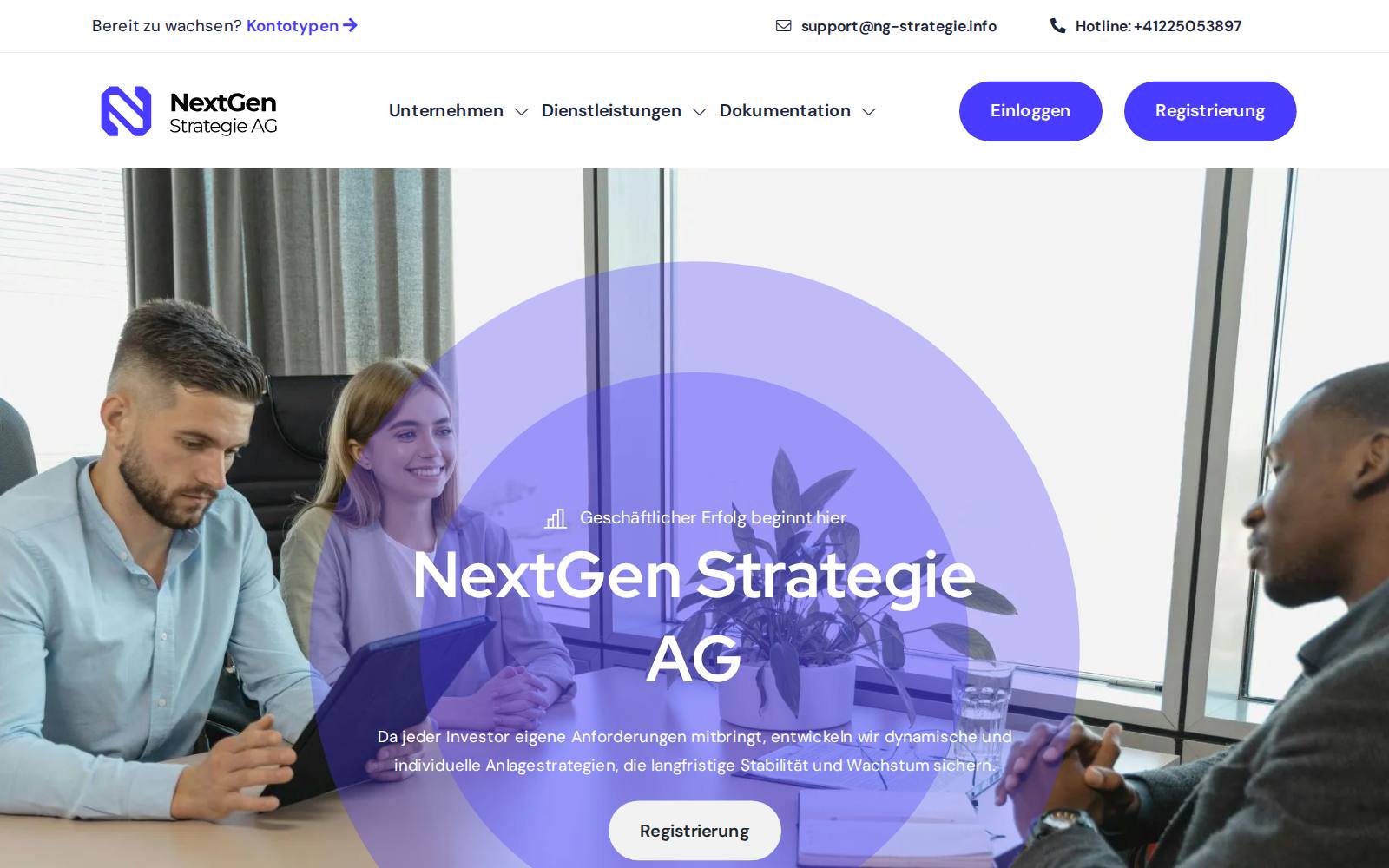 Screenshot of the NextGen Strategie AG website, captured 21 July 2026