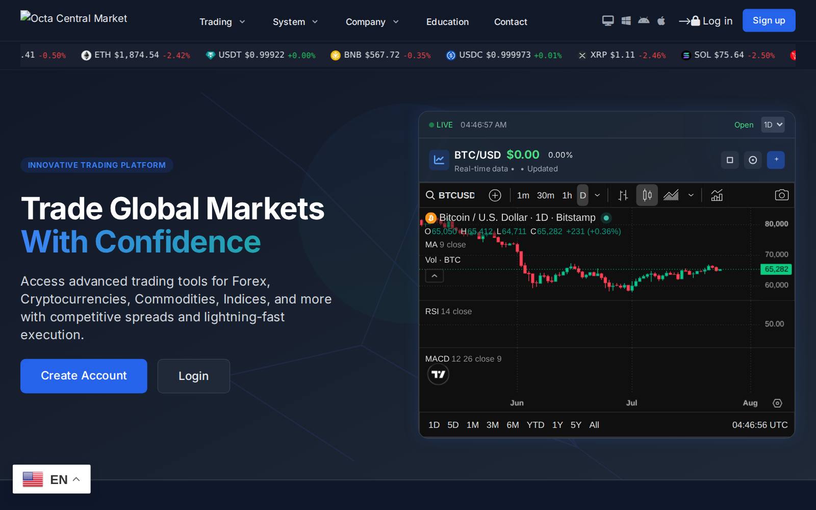 Screenshot of the octalcentralmarket.net website, captured 24 July 2026