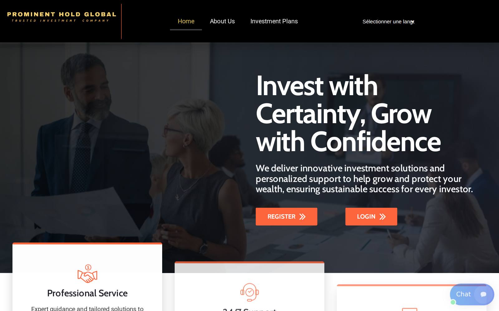 Screenshot of the Prominent Hold Global website, captured 21 July 2026