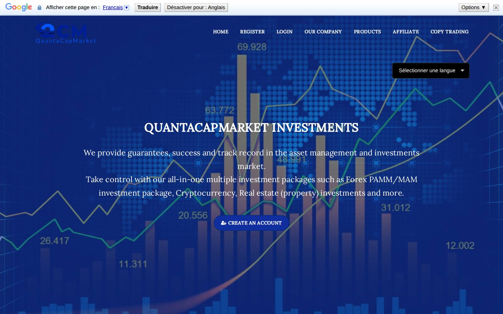 Screenshot of the quantacapmarket.trade website, captured 24 July 2026