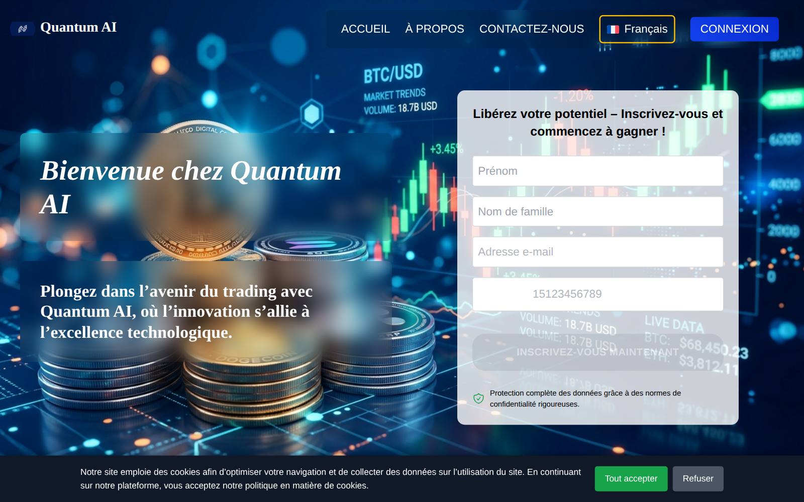 Screenshot of the Quantum Ai website, captured 29 July 2026