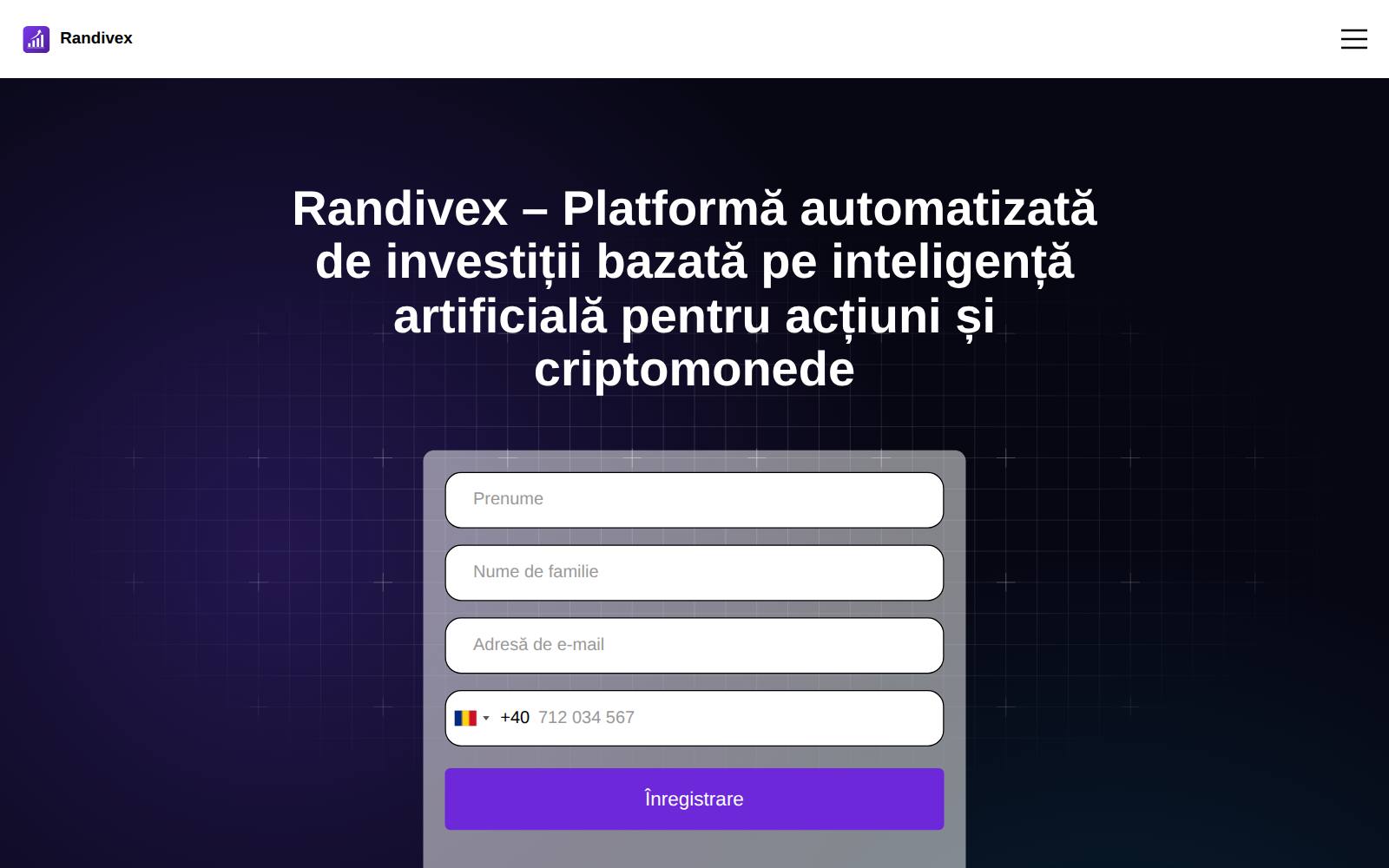Screenshot of the RANDIVEX website, captured 21 July 2026