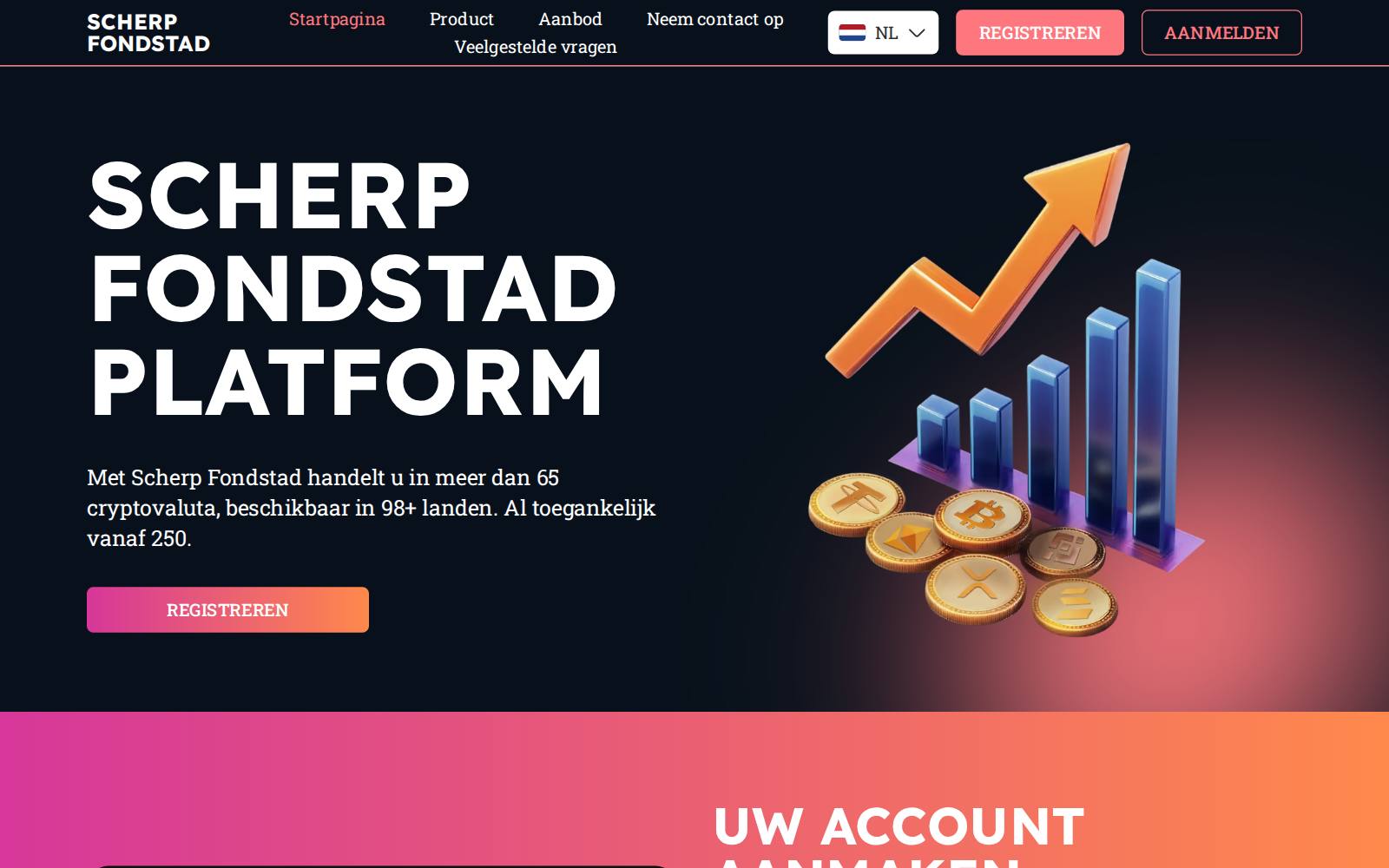 Screenshot of the Scherp Fondstad website, captured 21 July 2026