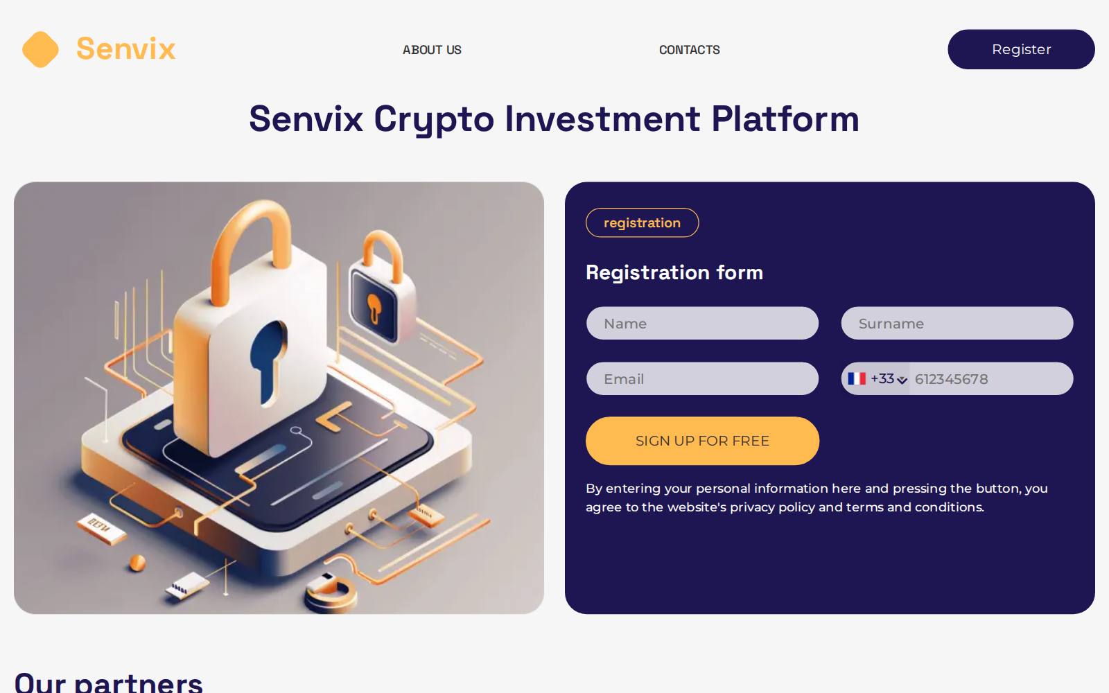 Screenshot of the Senvix website, captured 21 July 2026