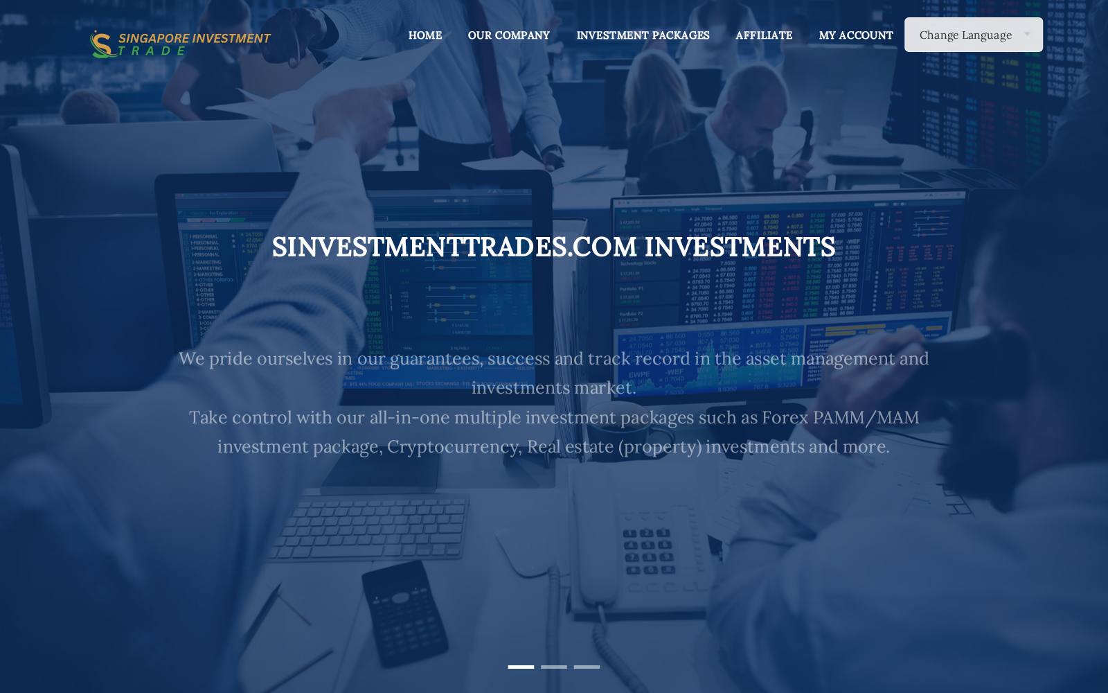 Screenshot of the sinvestmenttrades.com website, captured 24 July 2026