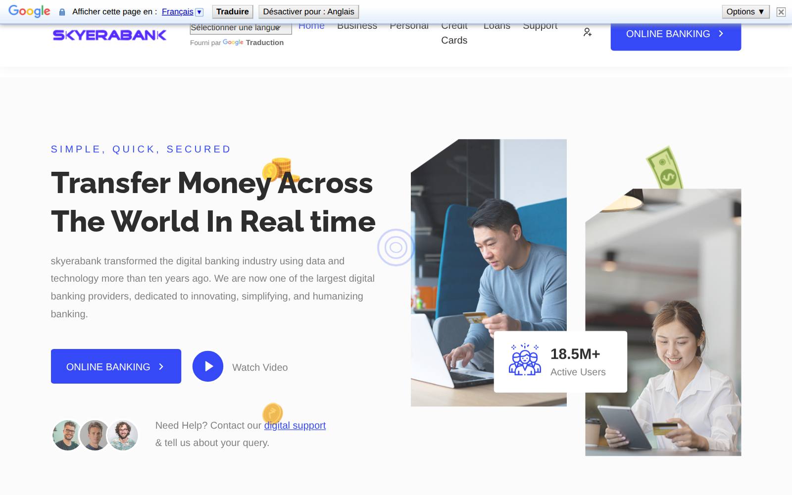 Screenshot of the skyerabank.com website, captured 24 July 2026