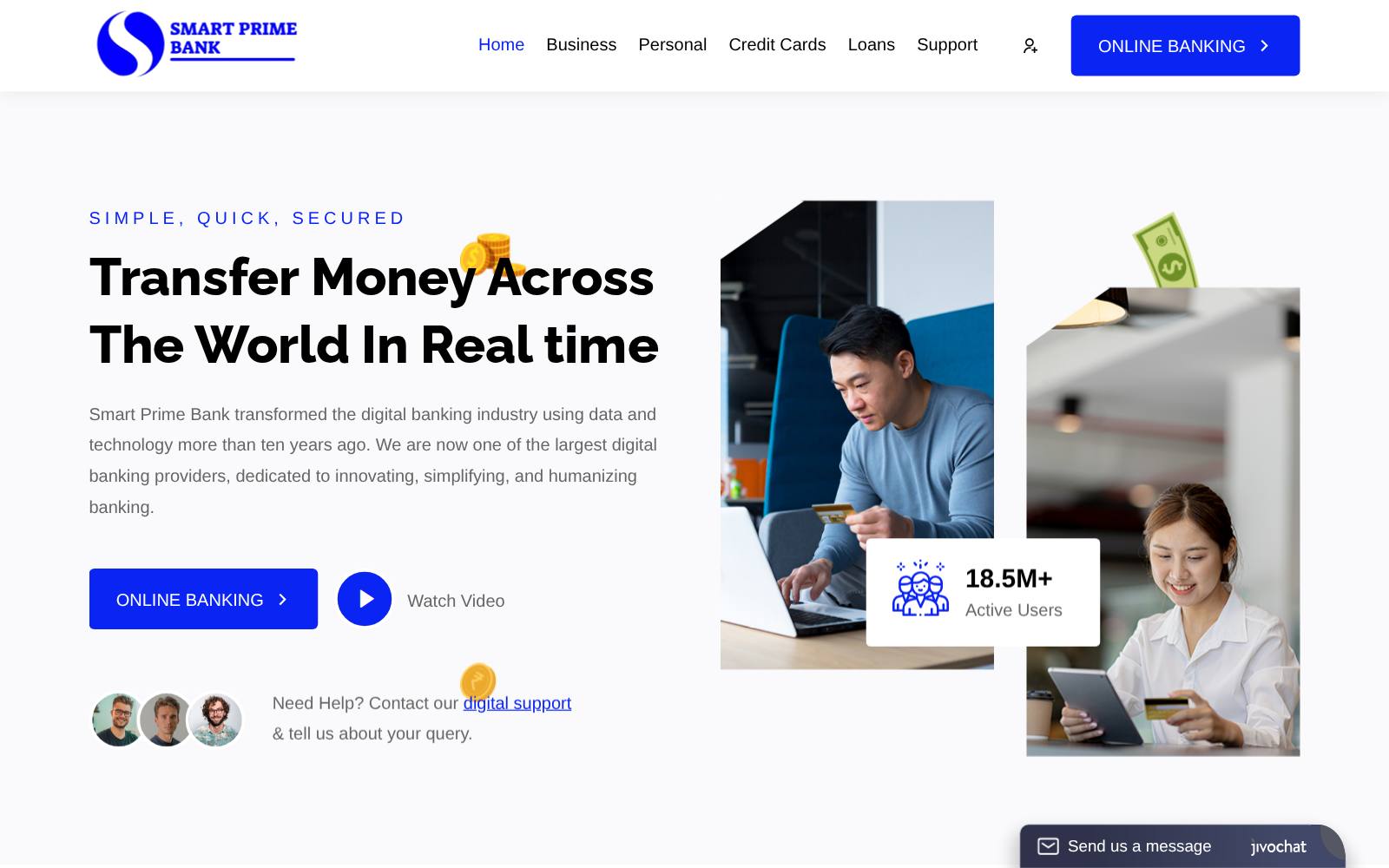 Screenshot of the SMART PRIME BANK website, captured 25 July 2026
